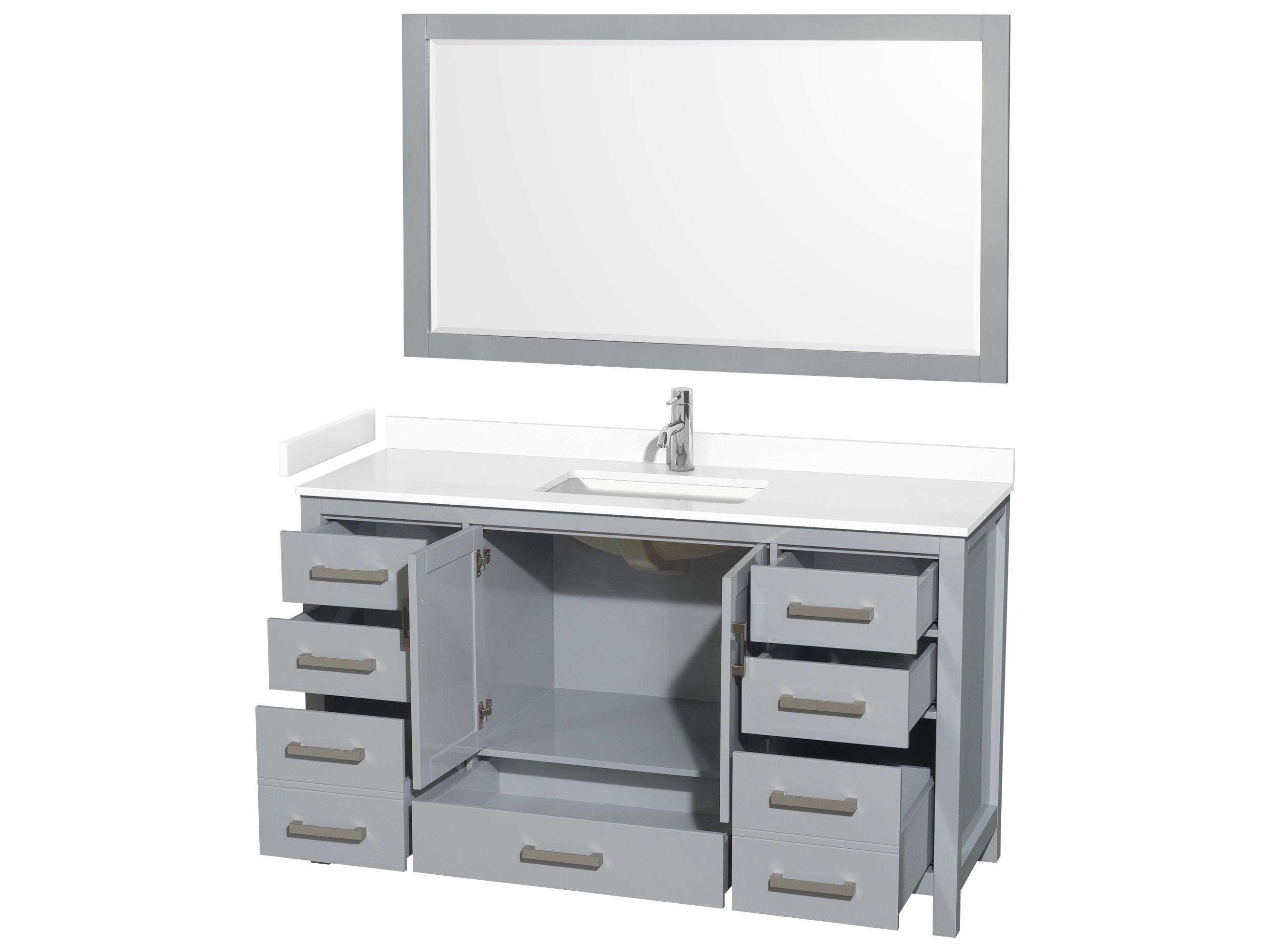Wyndham Collection Sheffield 60" Gray Vanity with 58" Mirror