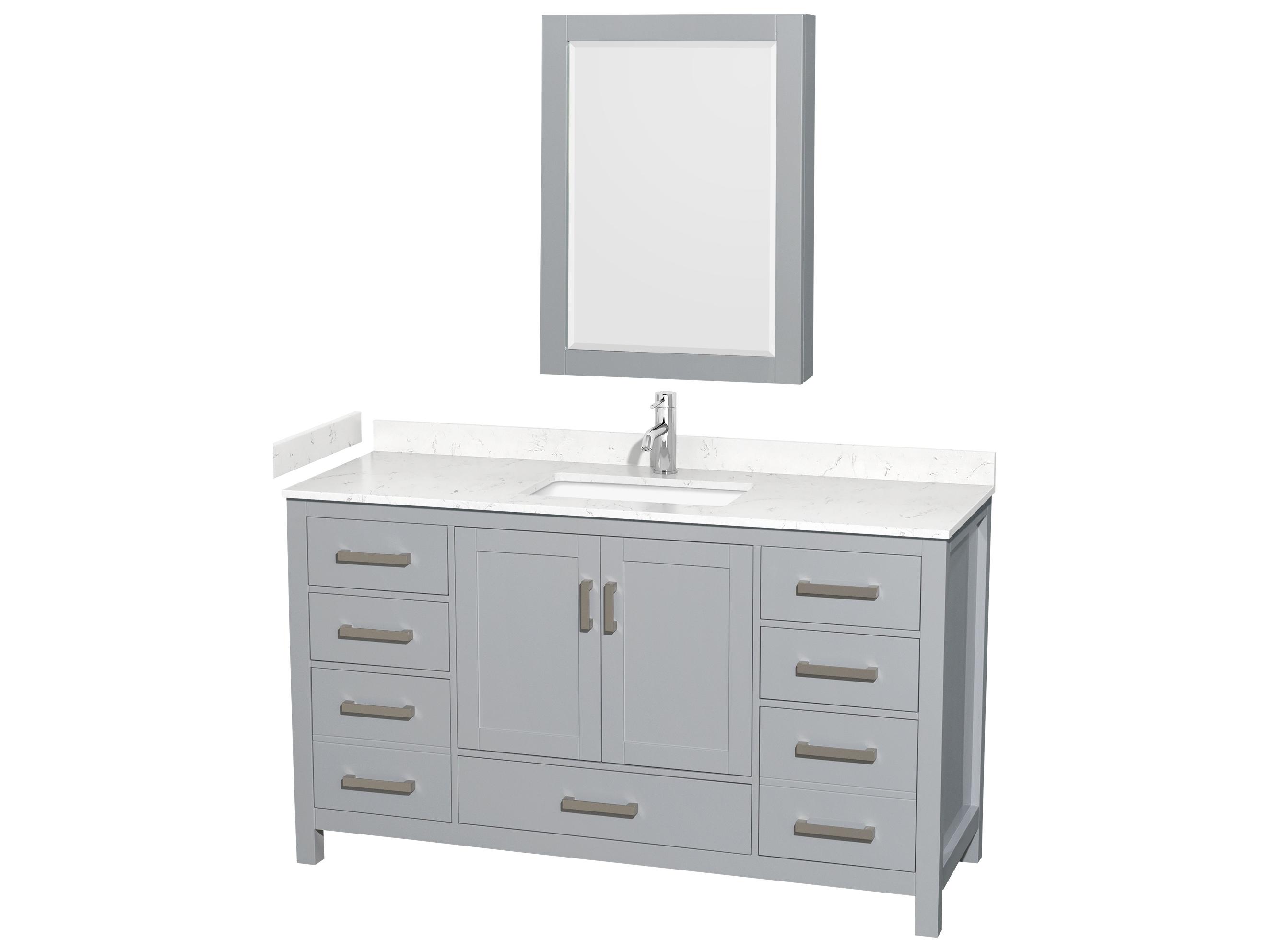 Wyndham Collection Sheffield 60" Gray Vanity with Medicine Cabinet