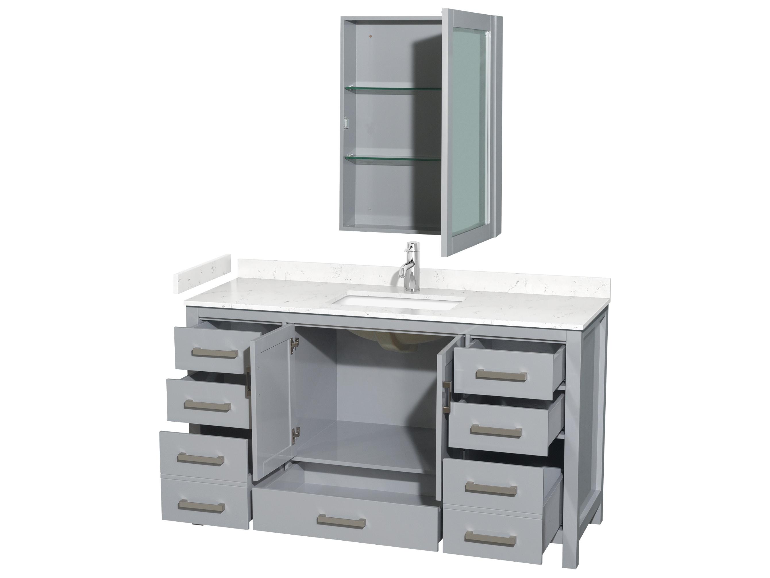 Wyndham Collection Sheffield 60" Gray Vanity with Medicine Cabinet