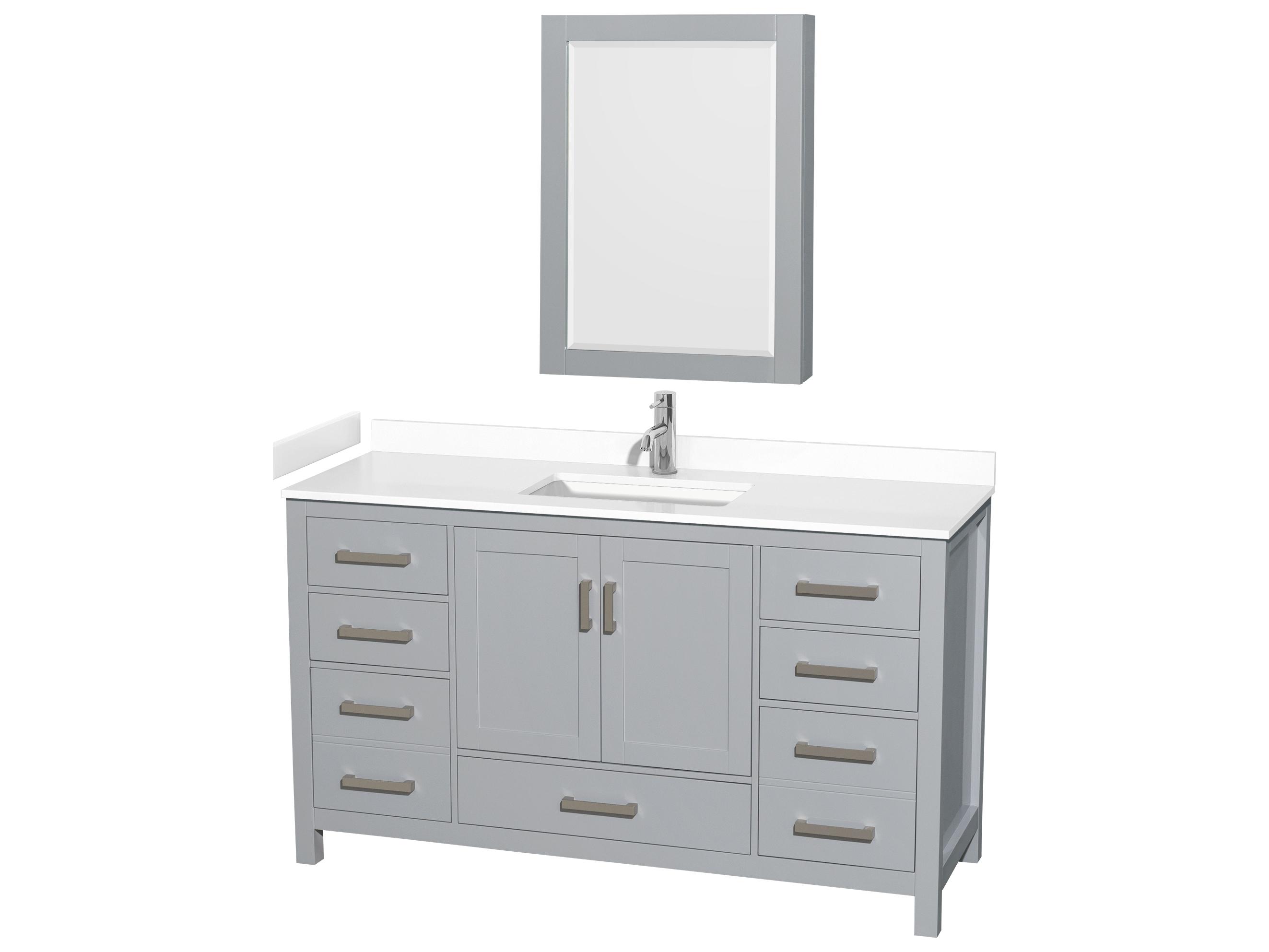 Wyndham Collection Sheffield 60" Gray Vanity with Medicine Cabinet