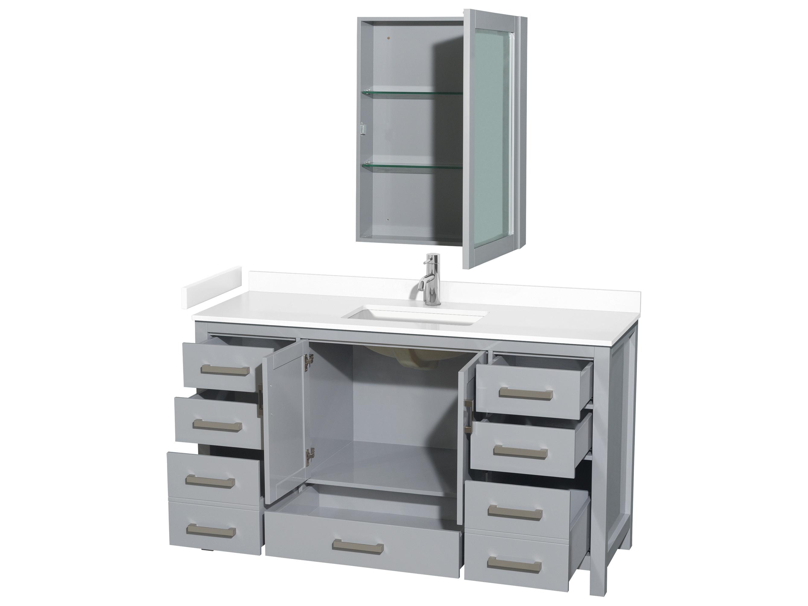 Wyndham Collection Sheffield 60" Gray Vanity with Medicine Cabinet