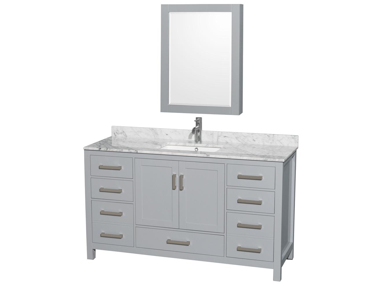 Wyndham Collection Sheffield 60" Gray Vanity with Medicine Cabinet