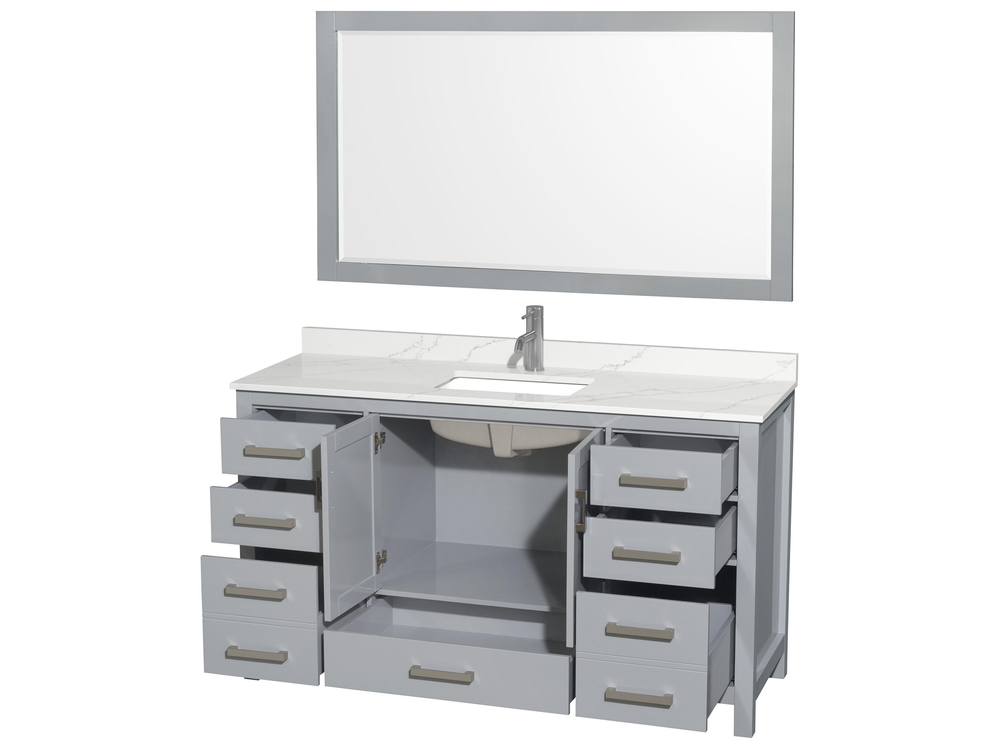 Wyndham Collection Sheffield 60" Gray Vanity with 58" Mirror