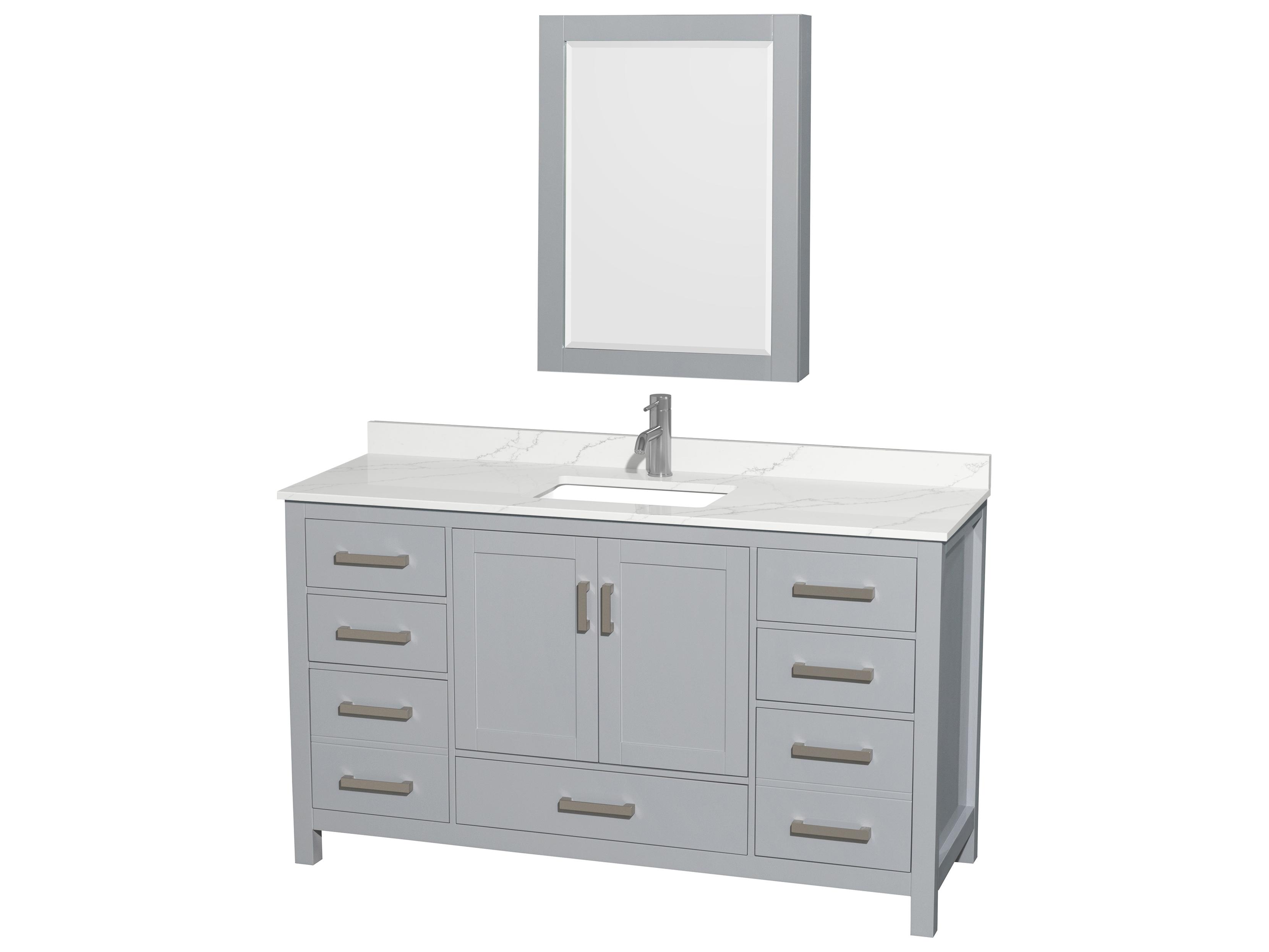 Wyndham Collection Sheffield 60" Gray Vanity with Medicine Cabinet