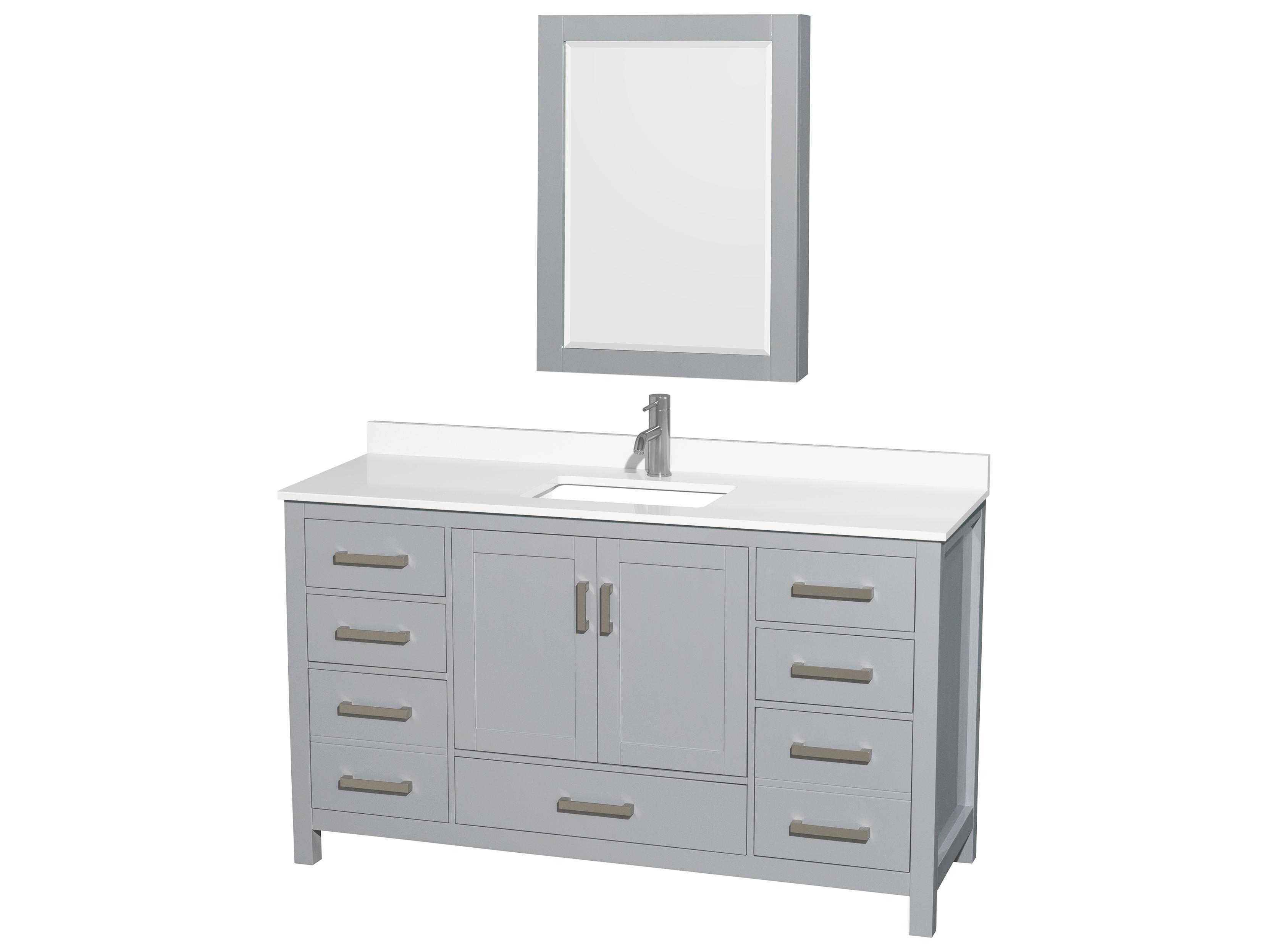 Wyndham Collection Sheffield 60" Gray Vanity with Medicine Cabinet