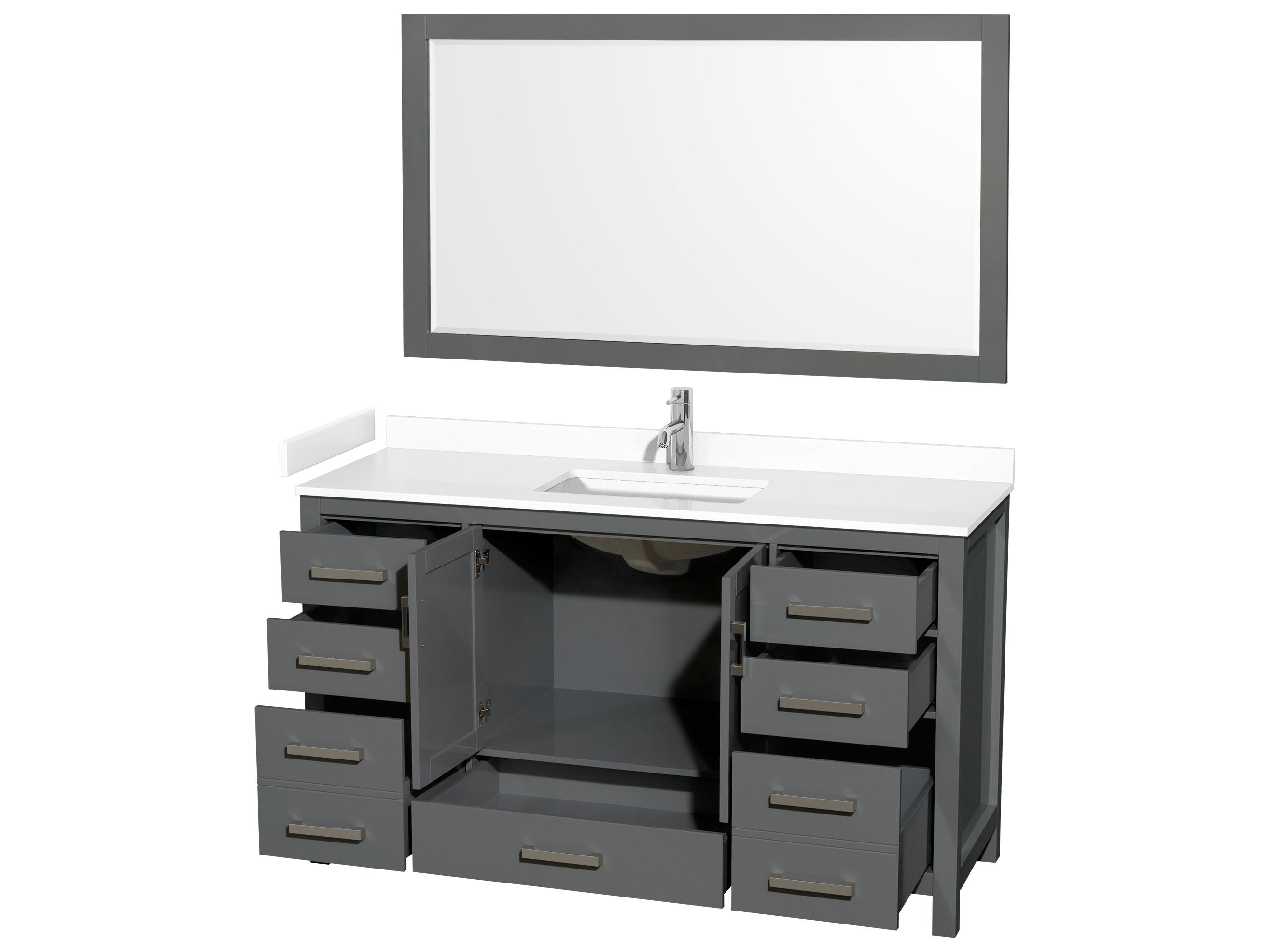 Wyndham Collection Sheffield 60" Dark Gray Vanity with 58" Mirror