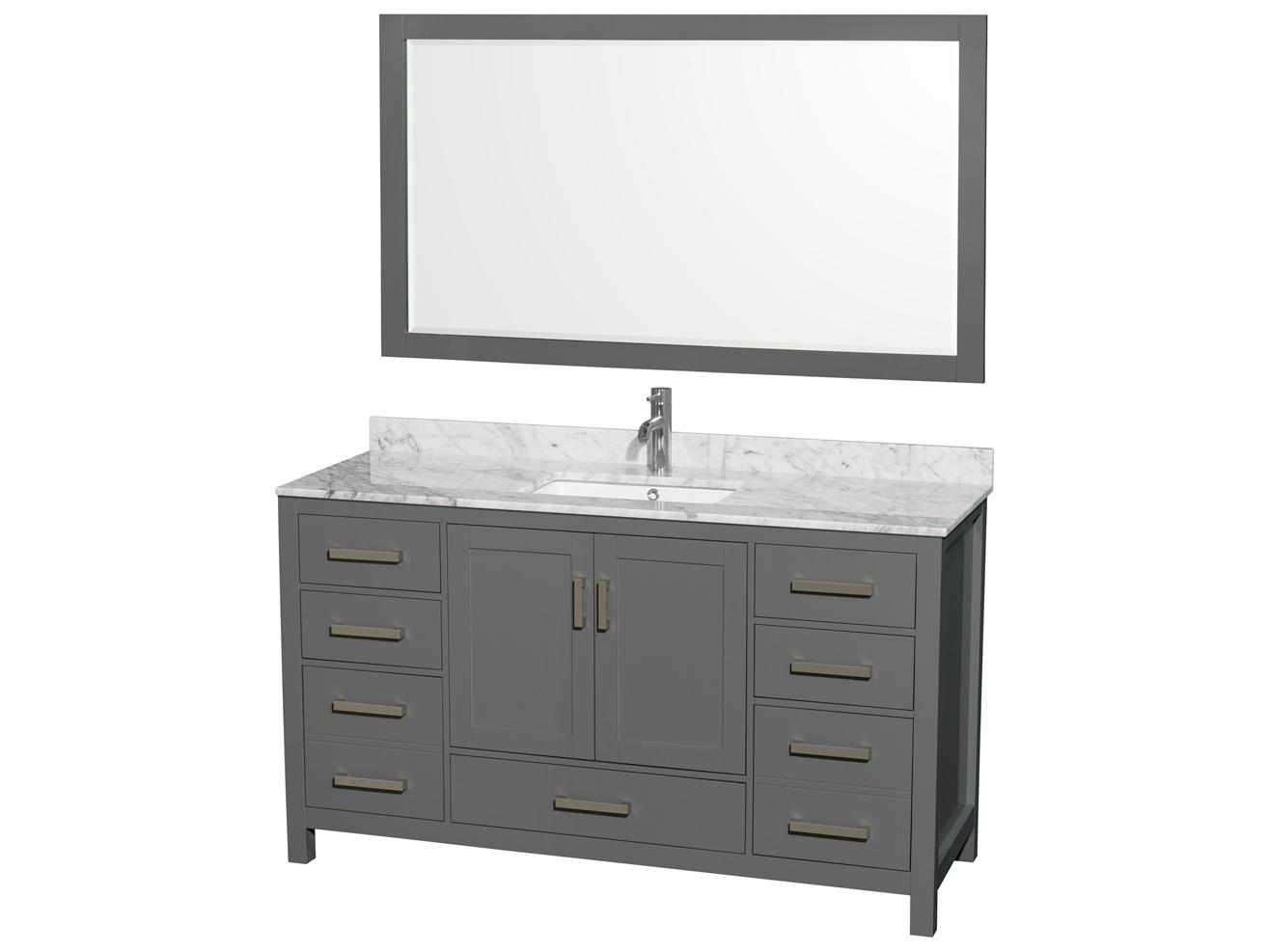 Wyndham Collection Sheffield 60" Dark Gray Vanity with 58" Mirror
