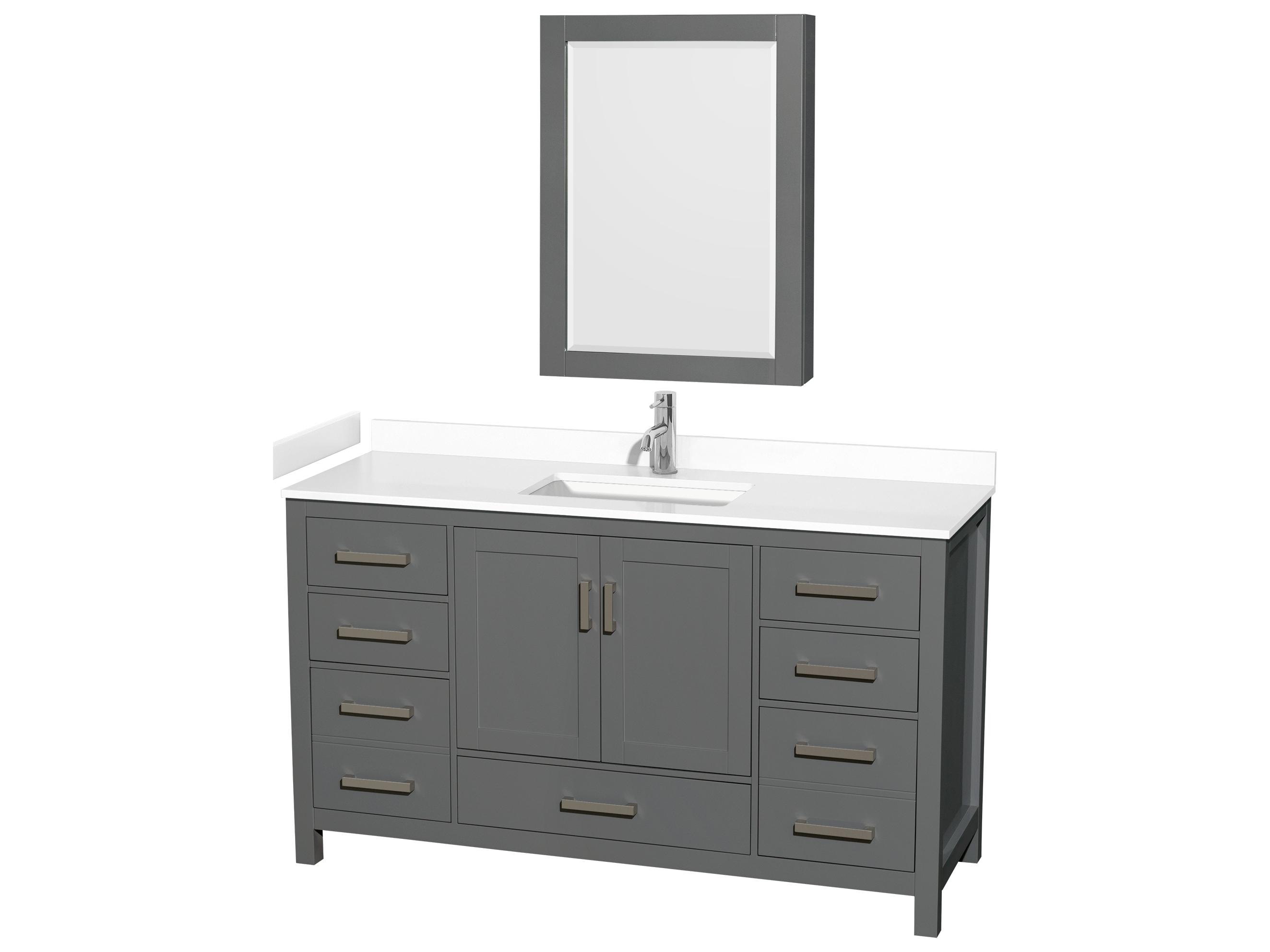Wyndham Collection Sheffield 60" Dark Gray Vanity with Medicine Cabinet
