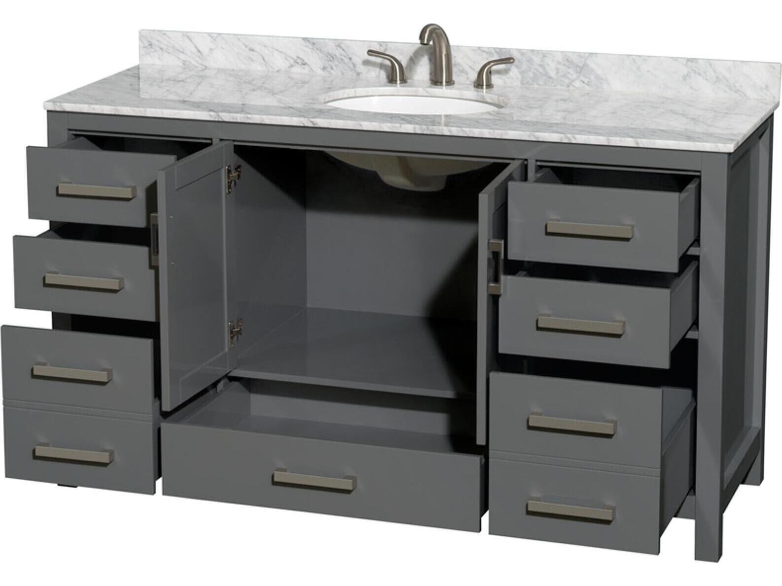 Wyndham Collection Sheffield 60" Dark Gray Vanity