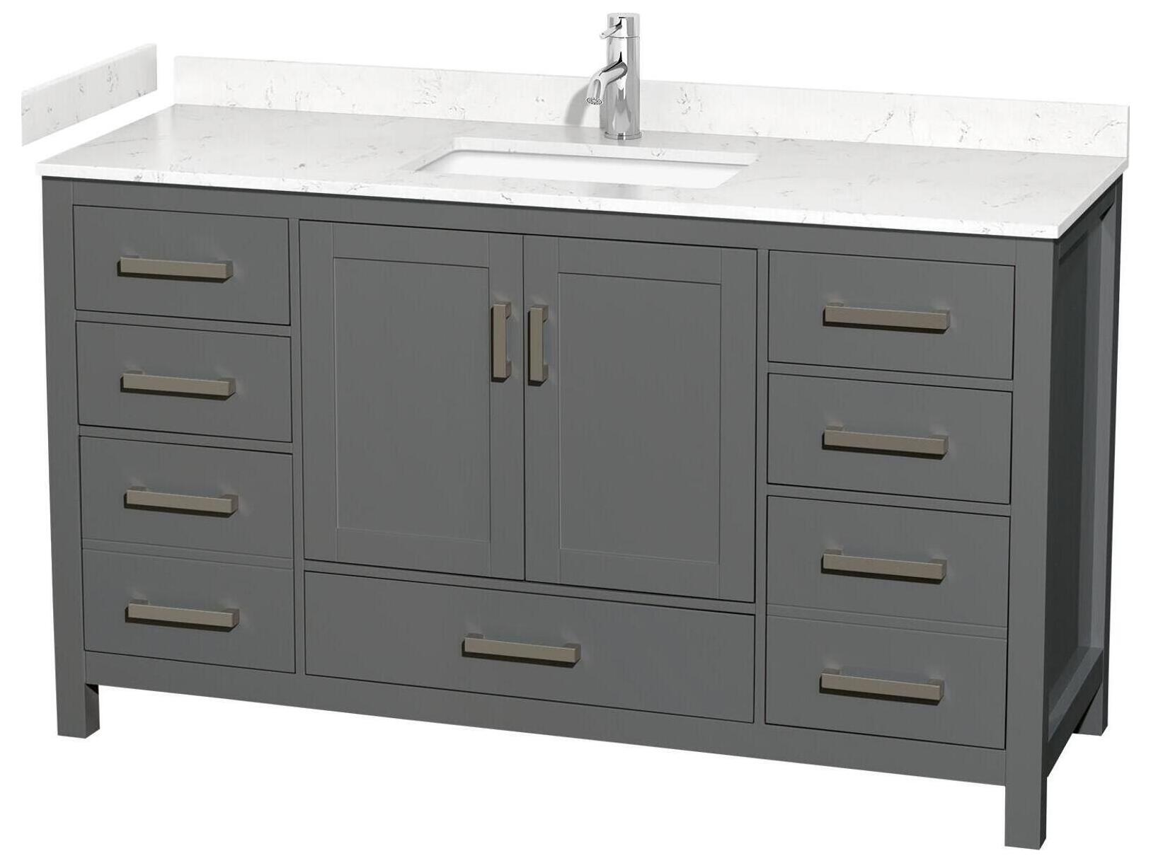 Wyndham Collection Sheffield 60" Dark Gray Vanity