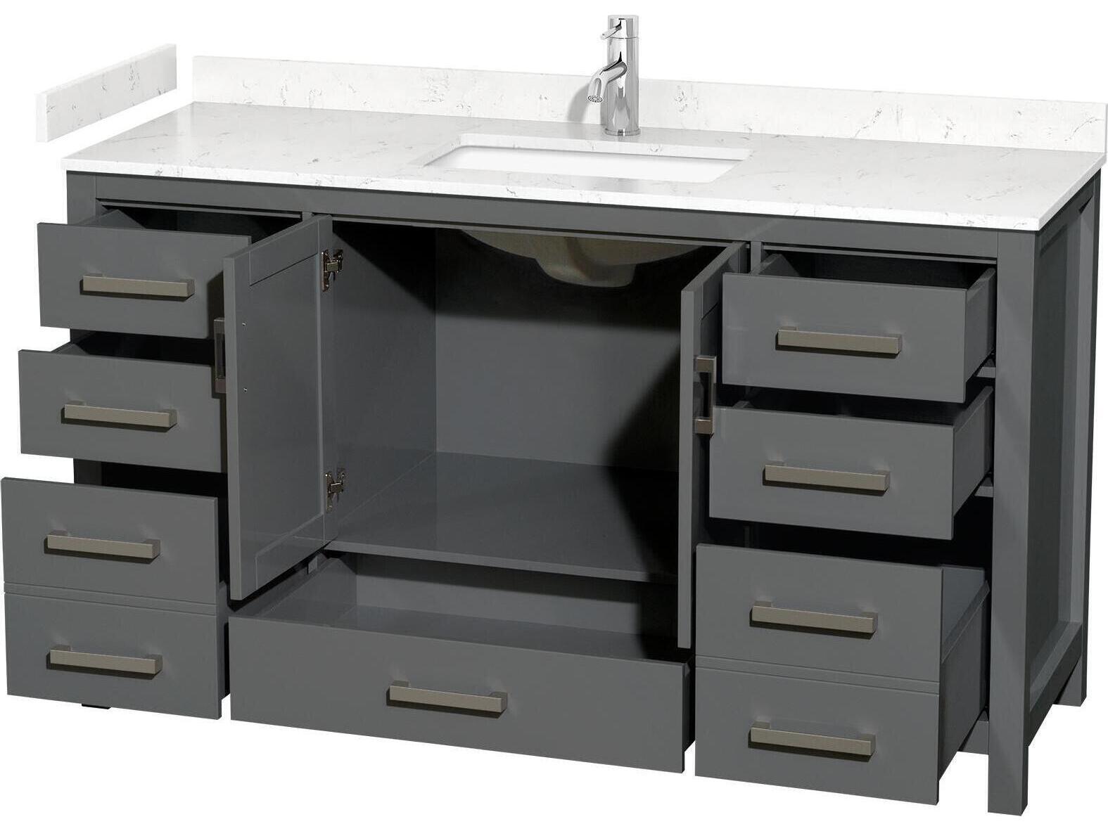 Wyndham Collection Sheffield 60" Dark Gray Vanity