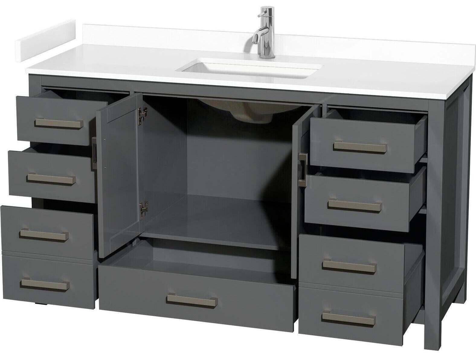 Wyndham Collection Sheffield 60" Dark Gray Vanity