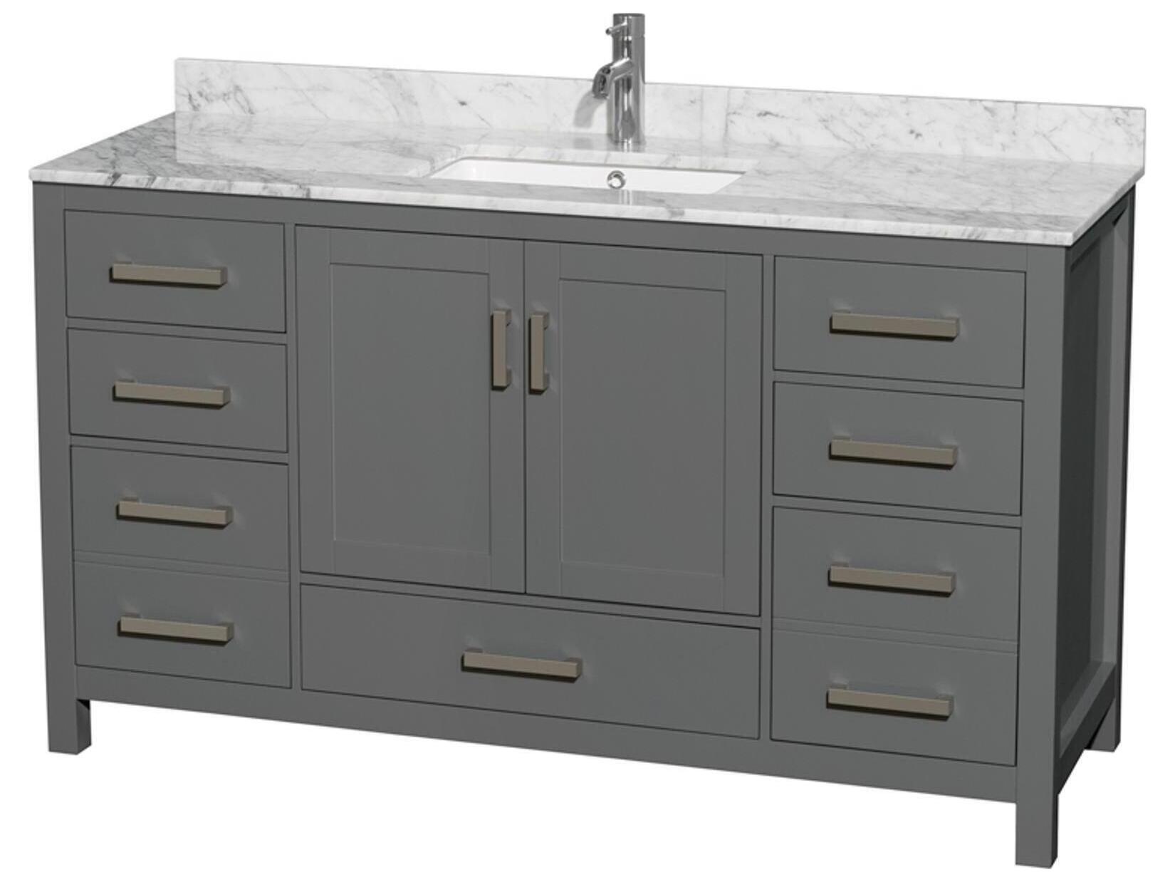 Wyndham Collection Sheffield 60" Dark Gray Vanity
