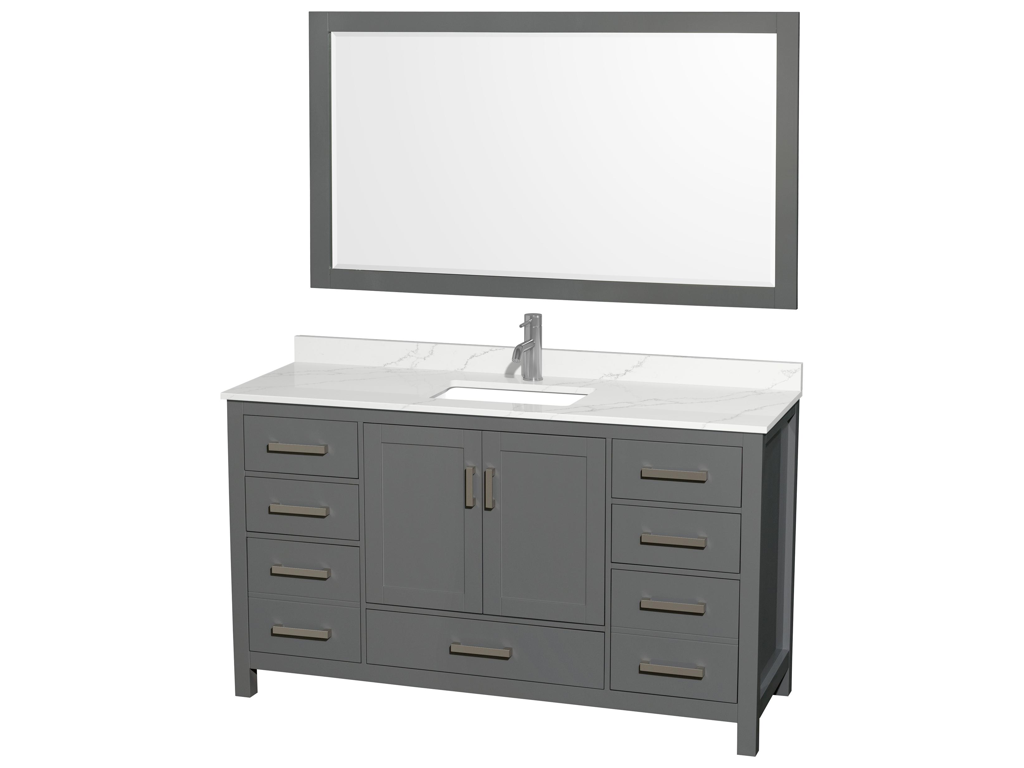 Wyndham Collection Sheffield 60" Dark Gray Vanity with 58" Mirror