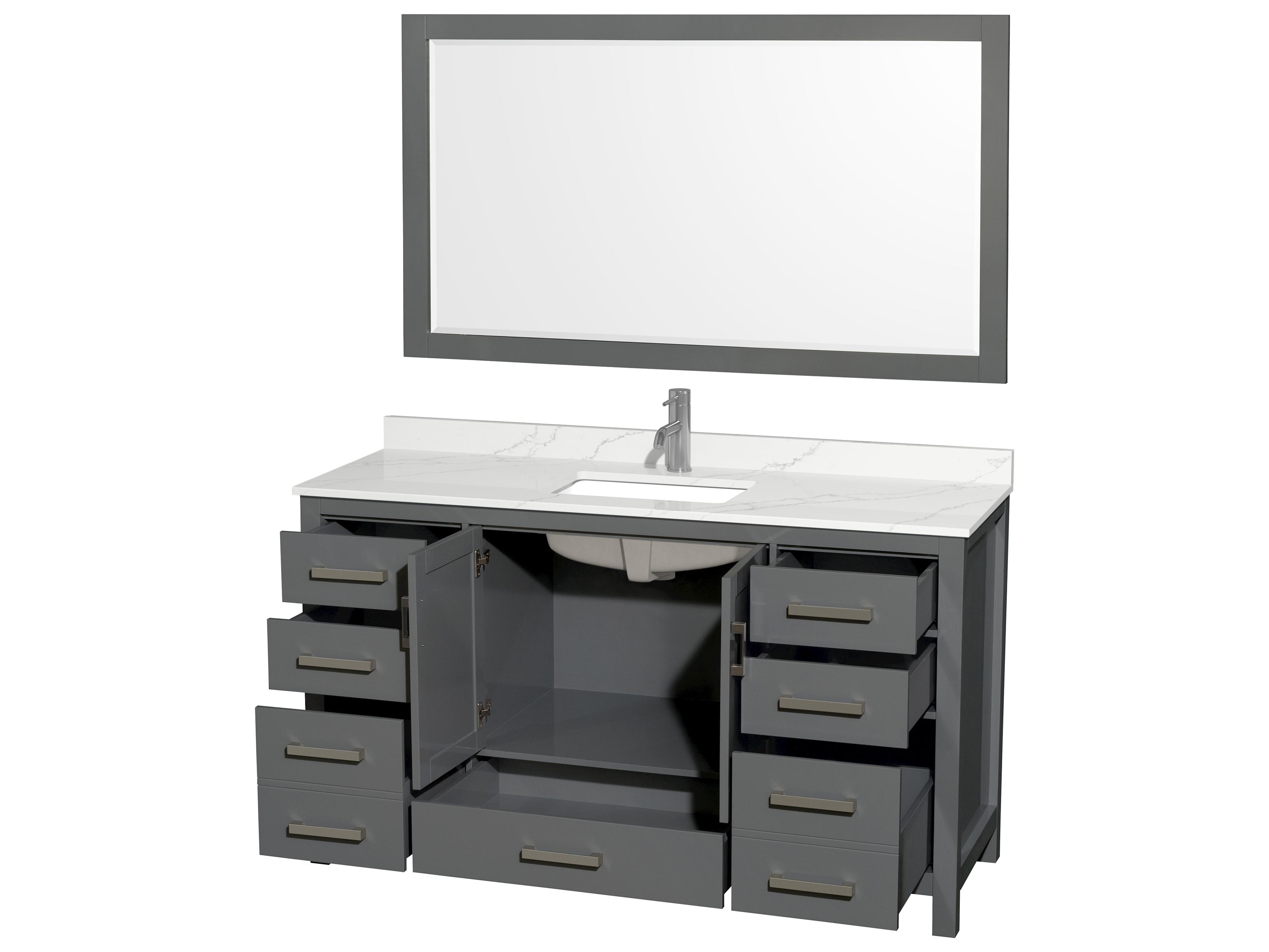 Wyndham Collection Sheffield 60" Dark Gray Vanity with 58" Mirror
