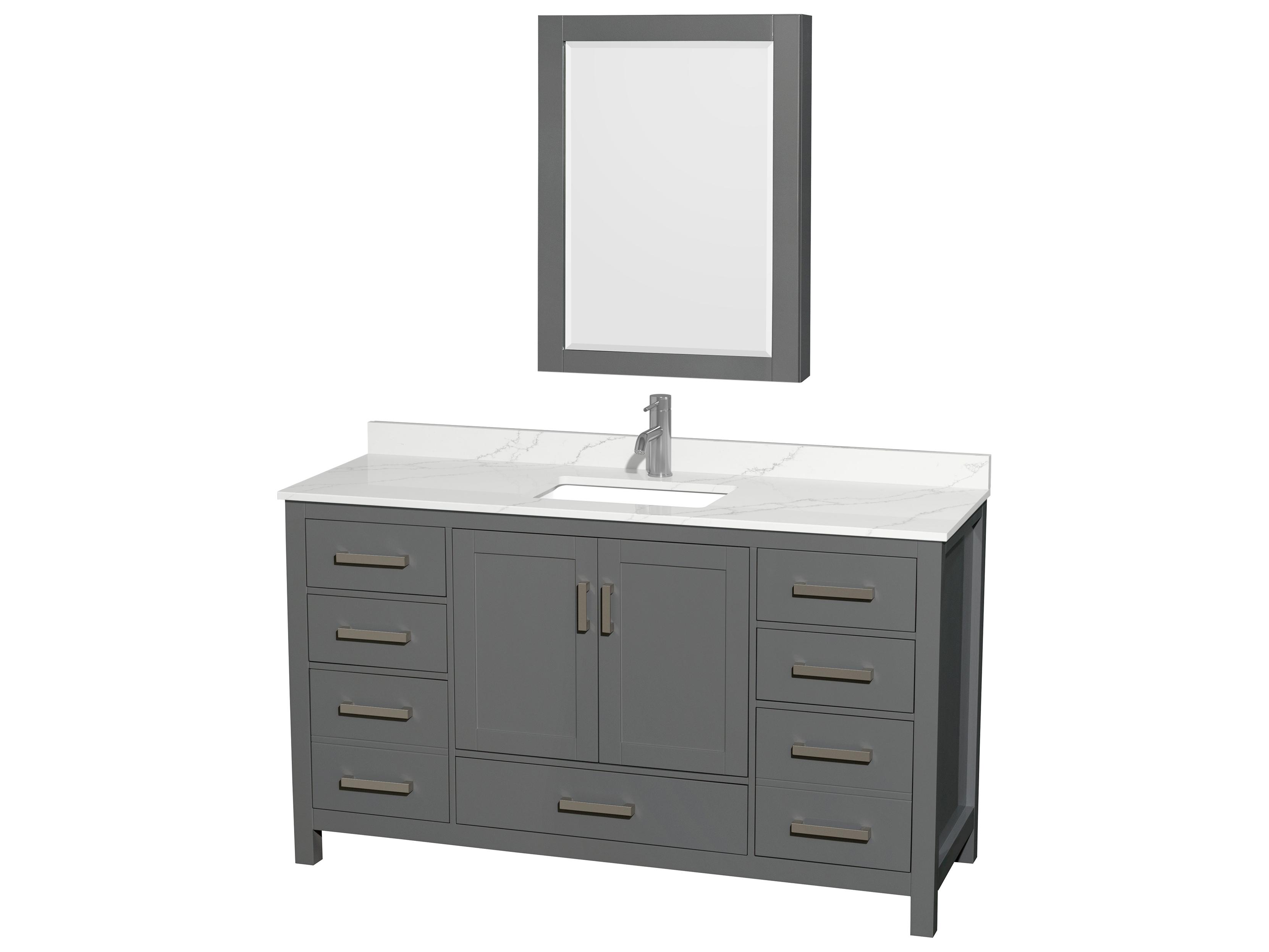 Wyndham Collection Sheffield 60" Dark Gray Vanity with Medicine Cabinet