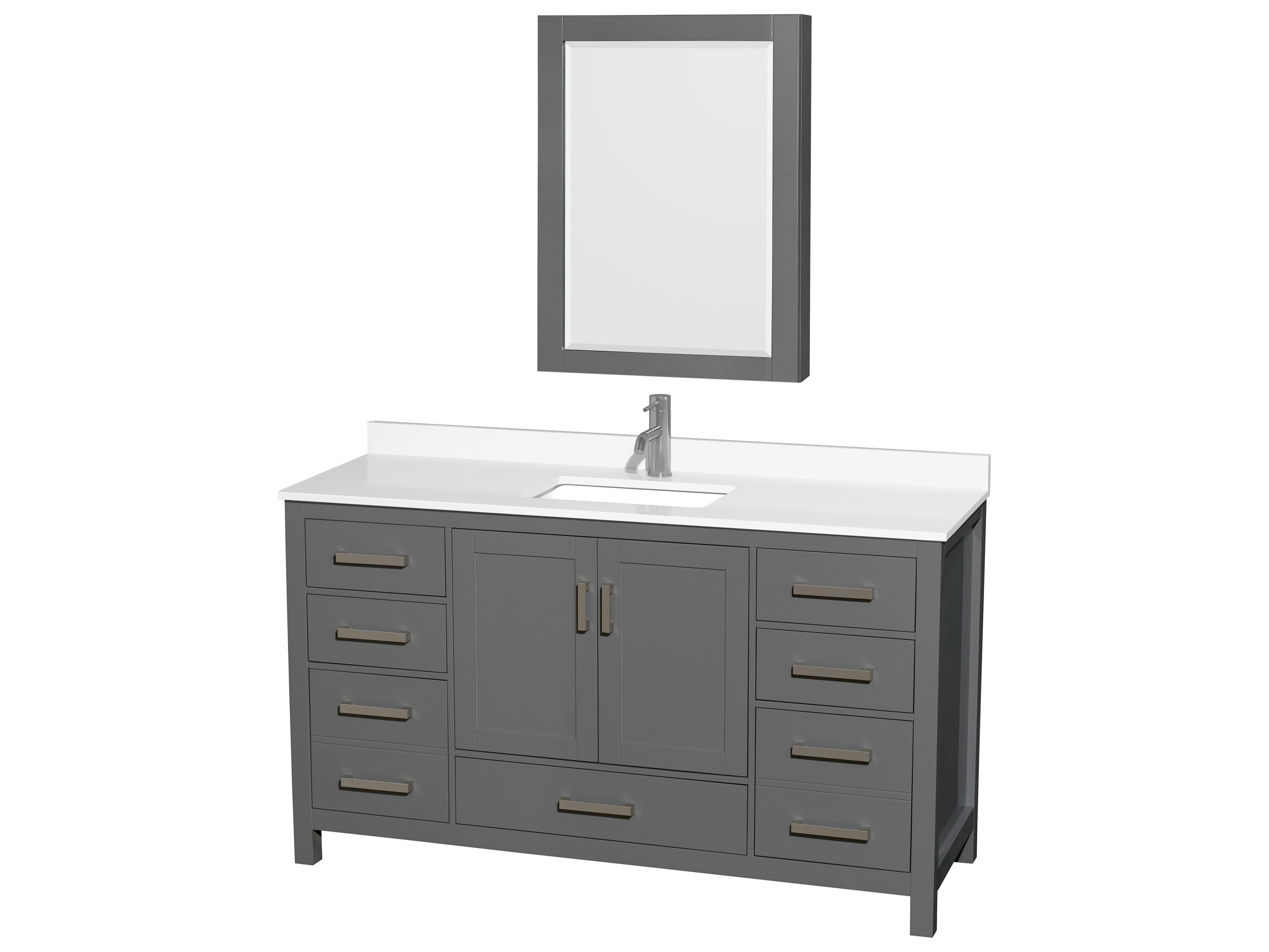 Wyndham Collection Sheffield 60" Dark Gray Vanity with Medicine Cabinet