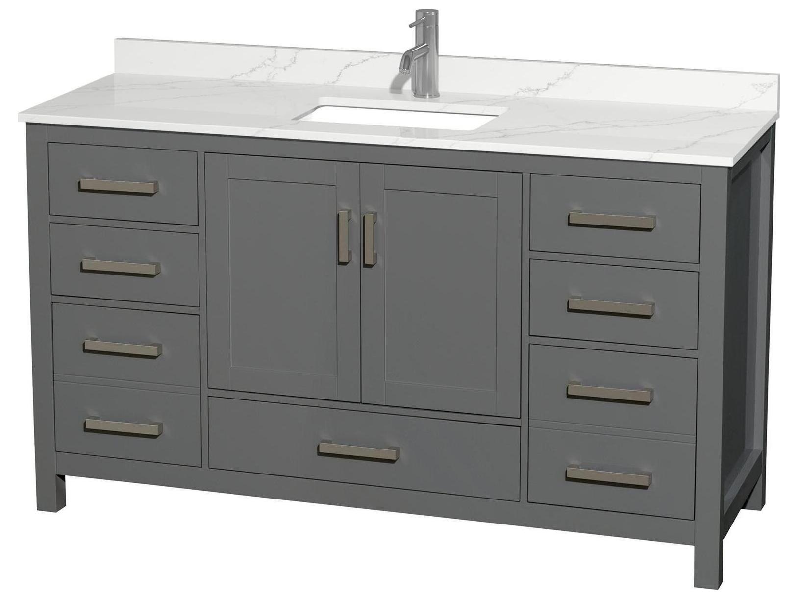 Wyndham Collection Sheffield 60" Dark Gray Vanity