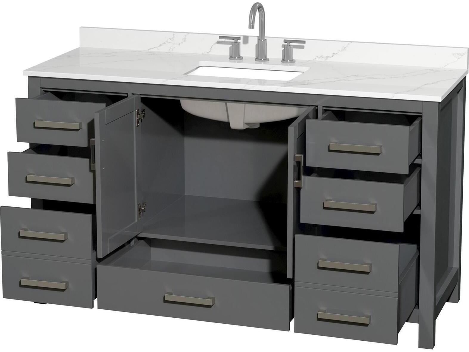 Wyndham Collection Sheffield 60" Dark Gray Vanity