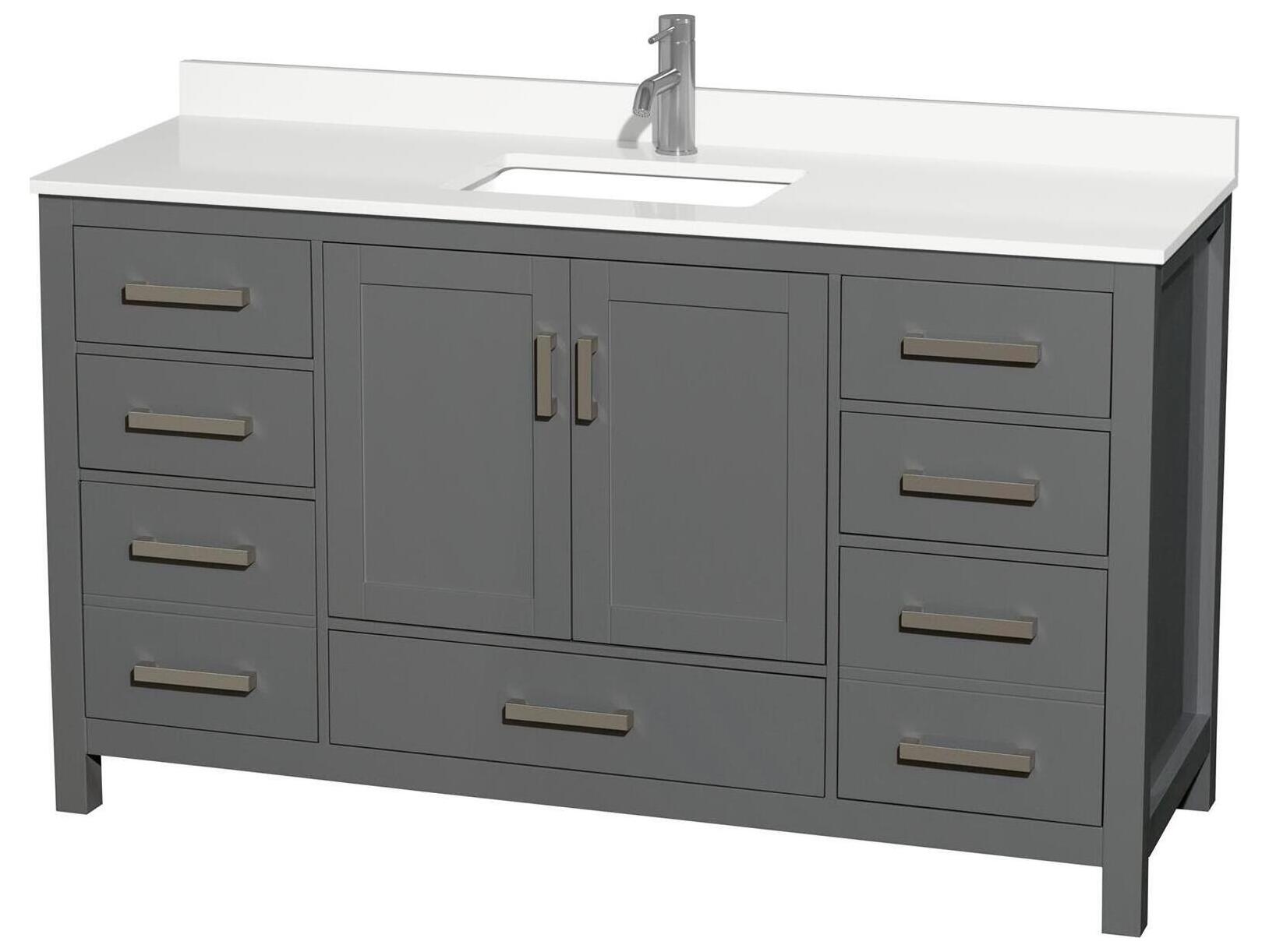 Wyndham Collection Sheffield 60" Dark Gray Vanity