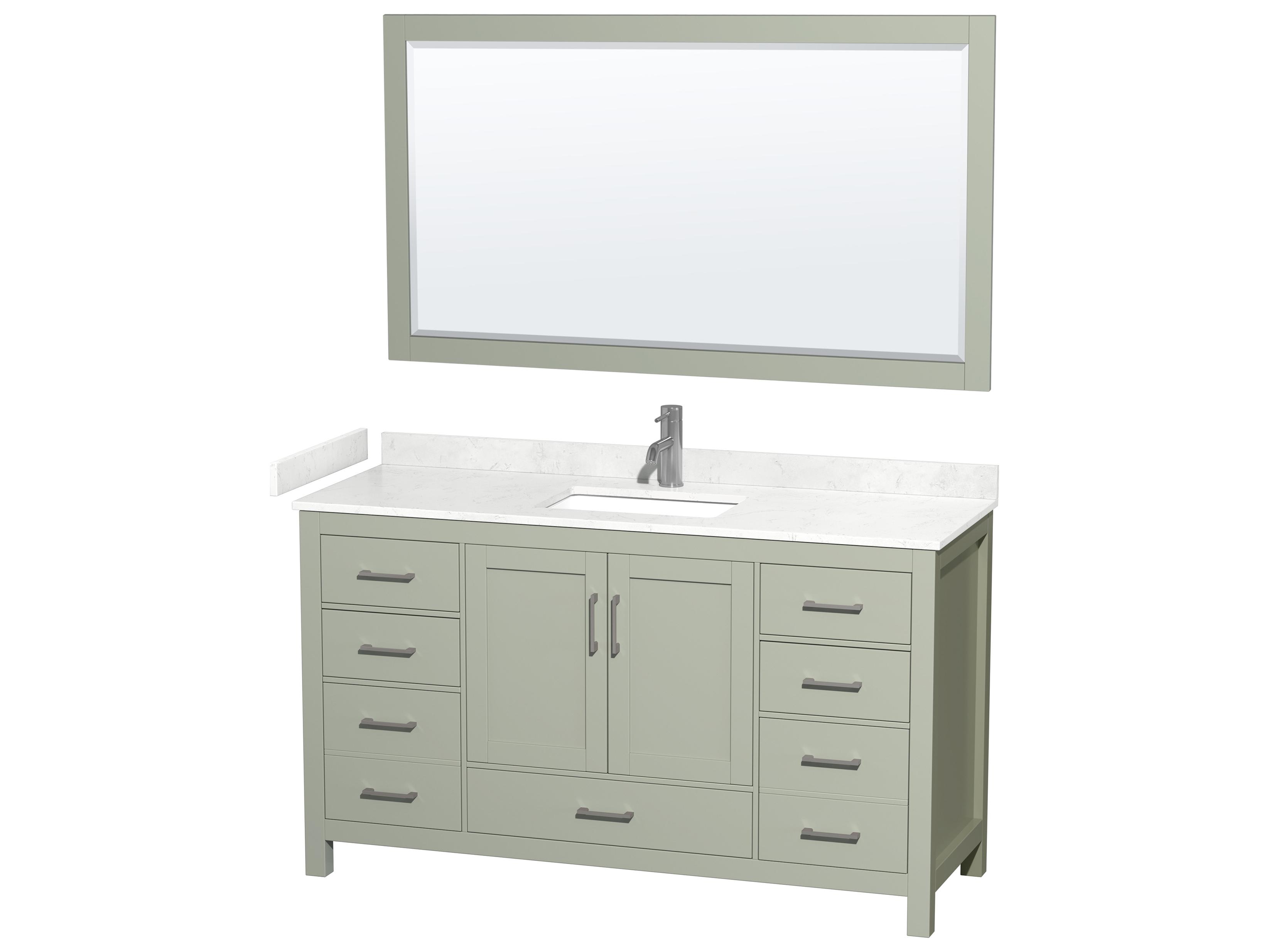 Wyndham Collection Sheffield 60" Light Green Vanity with 58" Mirror