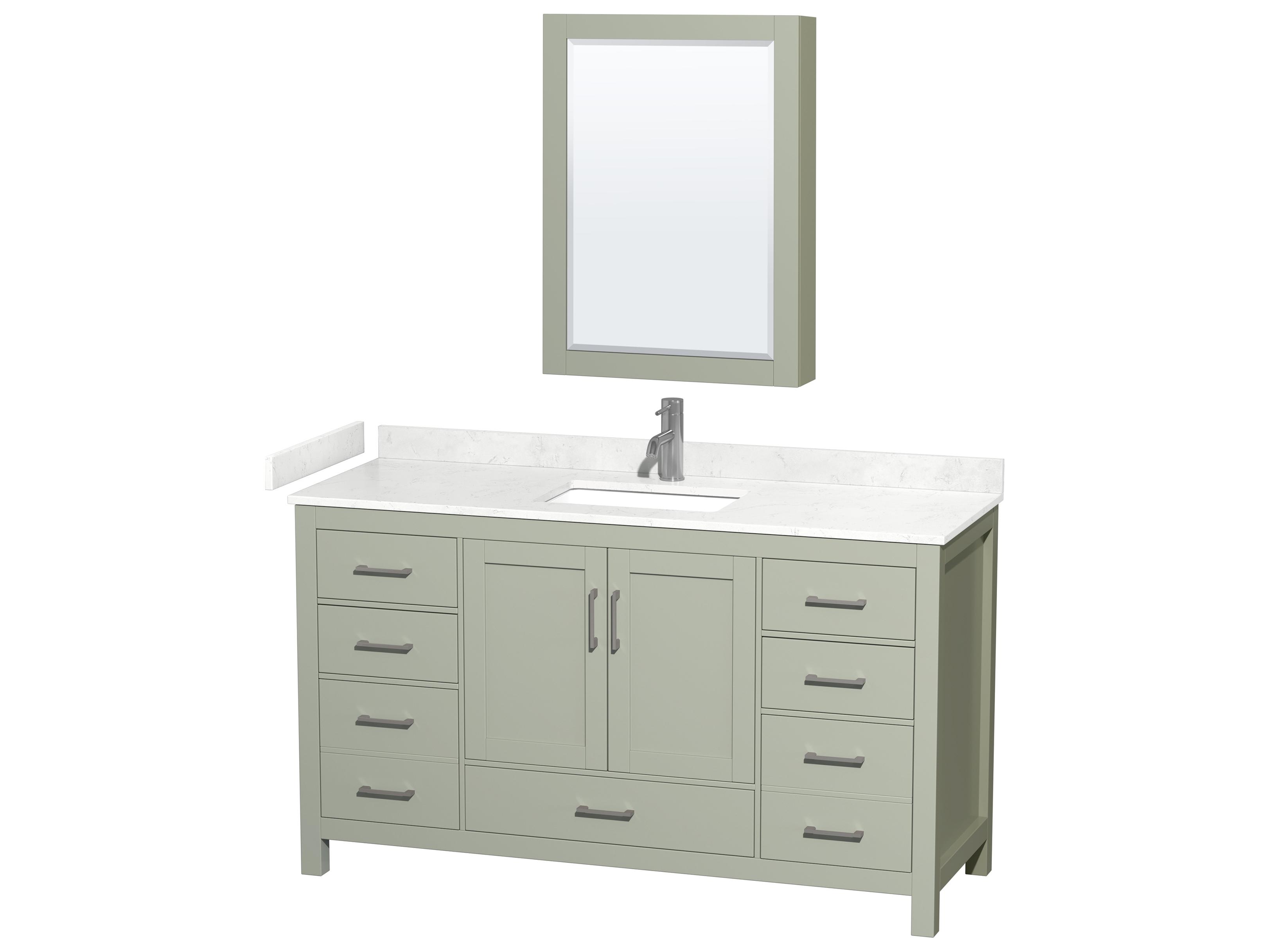 Wyndham Collection Sheffield 60" Light Green Vanity with Medicine Cabinet