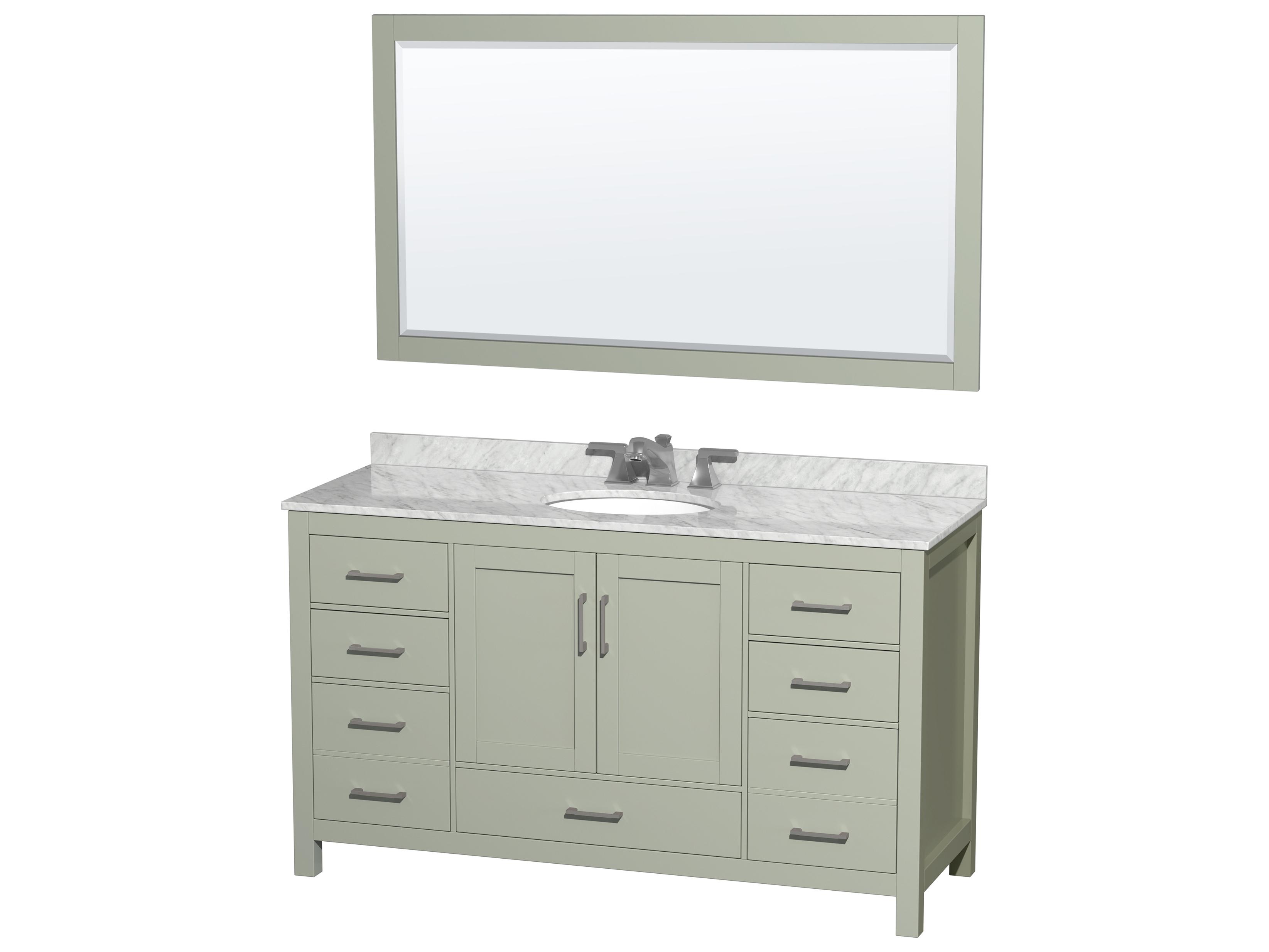 Wyndham Collection Sheffield 60" Light Green Vanity