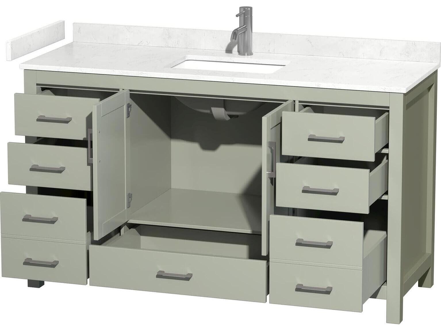 Wyndham Collection Sheffield 60" Light Green Vanity