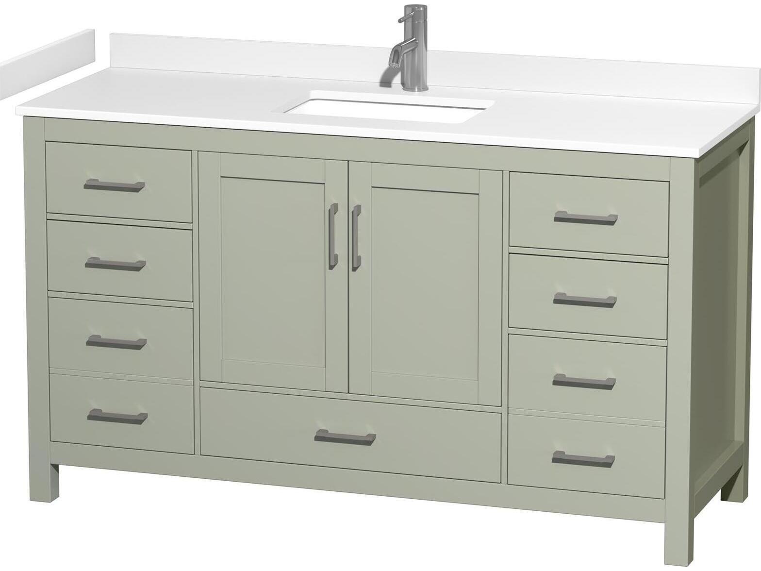 Wyndham Collection Sheffield 60" Light Green Vanity