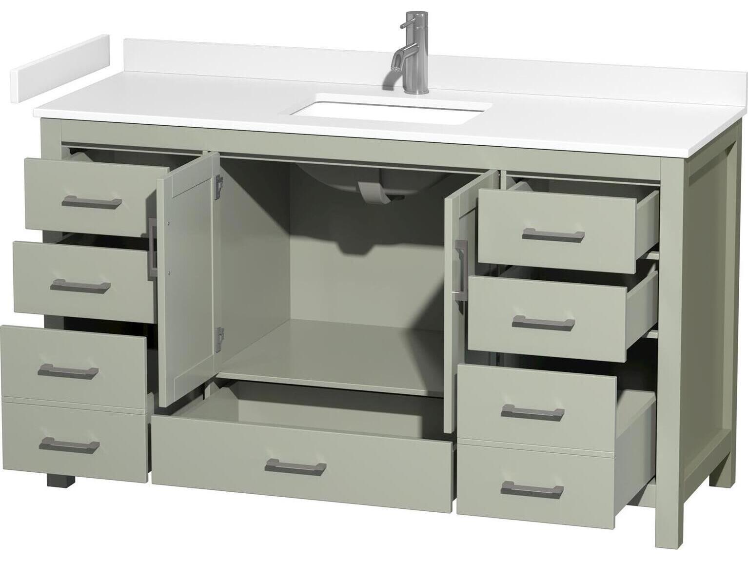 Wyndham Collection Sheffield 60" Light Green Vanity