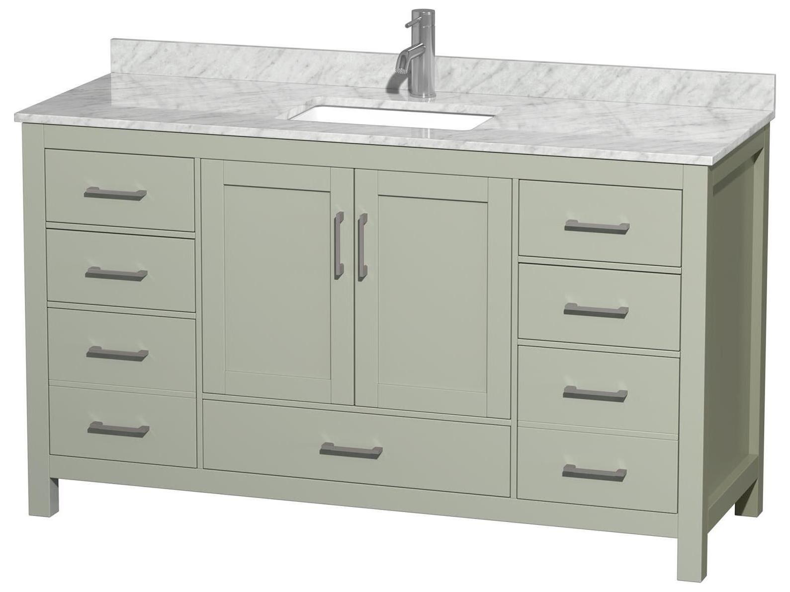 Wyndham Collection Sheffield 60" Light Green Vanity