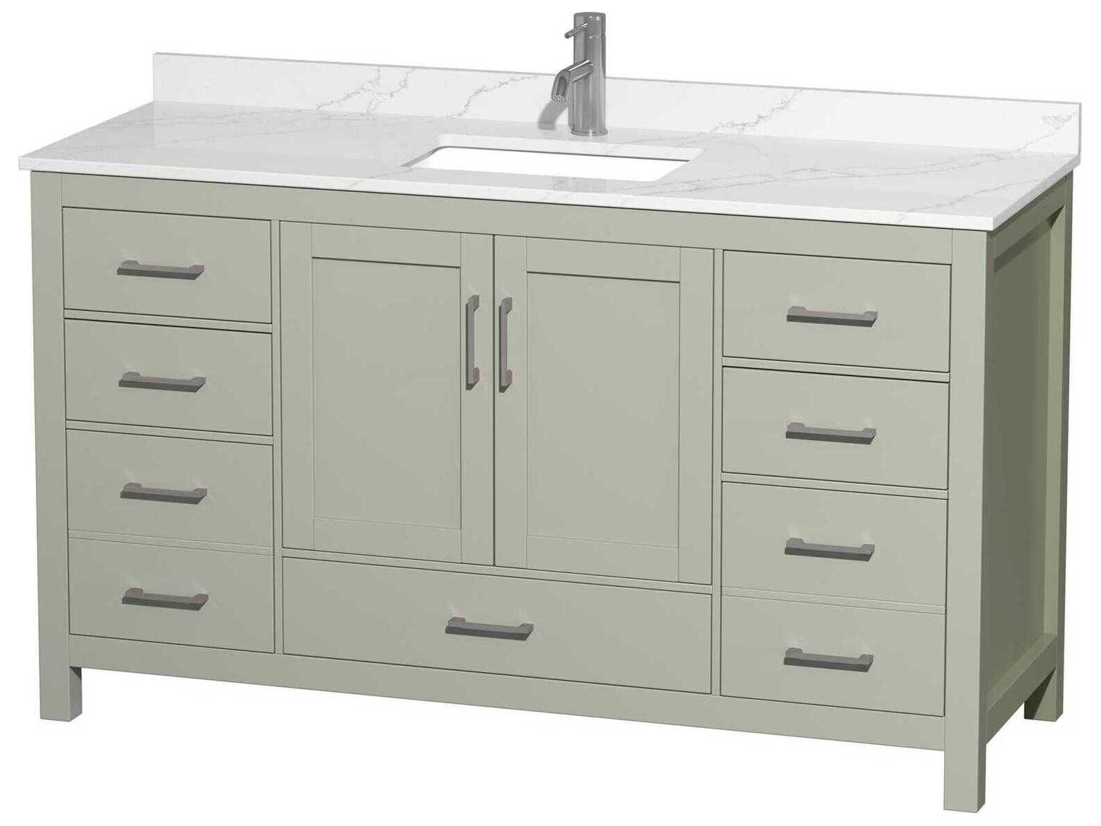Wyndham Collection Sheffield 60" Light Green Vanity