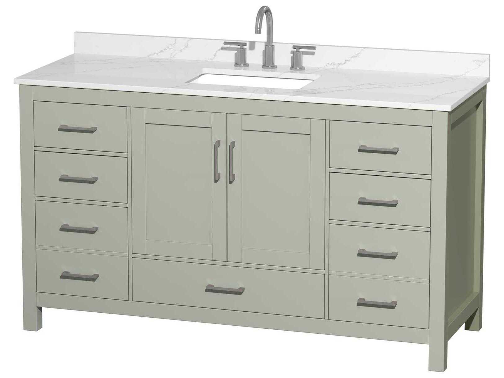 Wyndham Collection Sheffield 60" Light Green Vanity