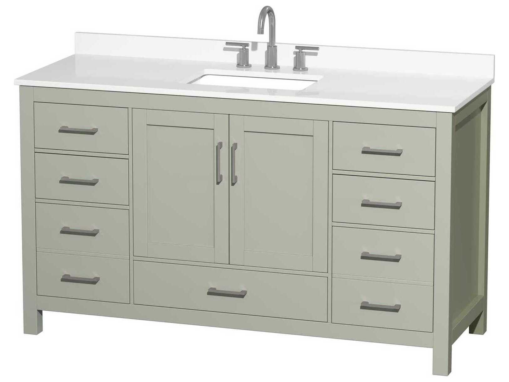 Wyndham Collection Sheffield 60" Light Green Vanity