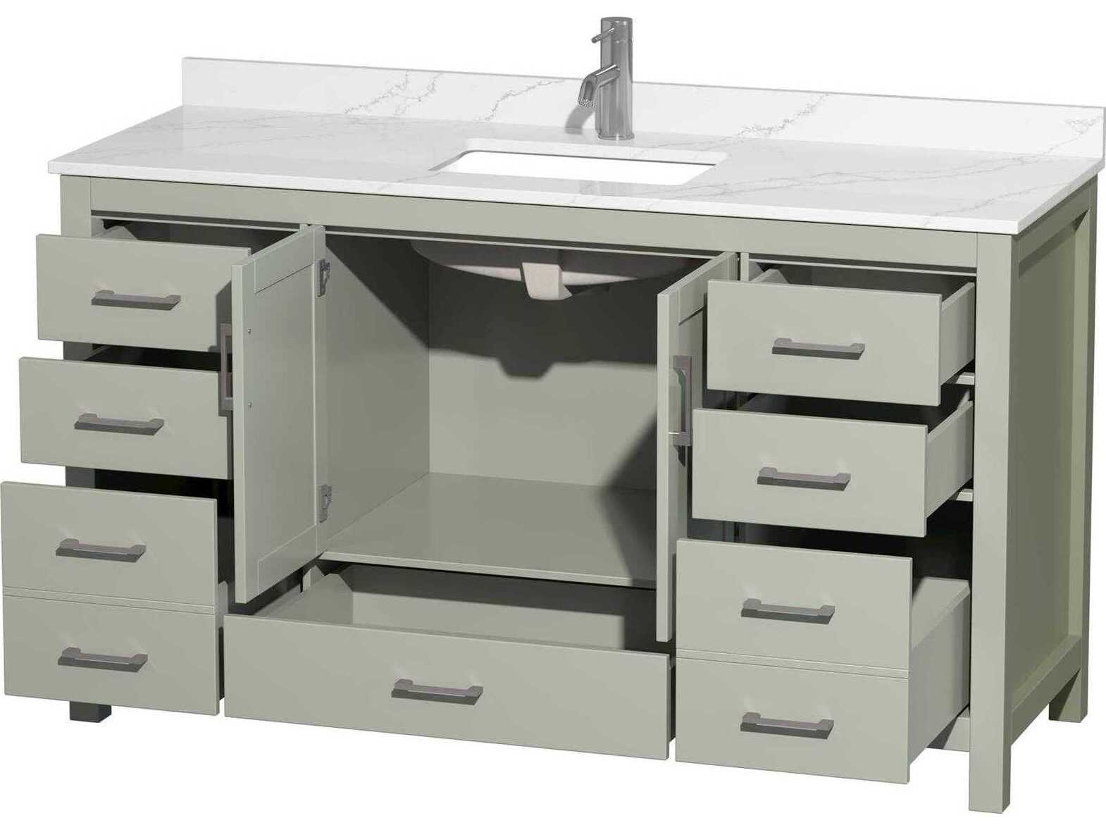 Wyndham Collection Sheffield 60" Light Green Vanity