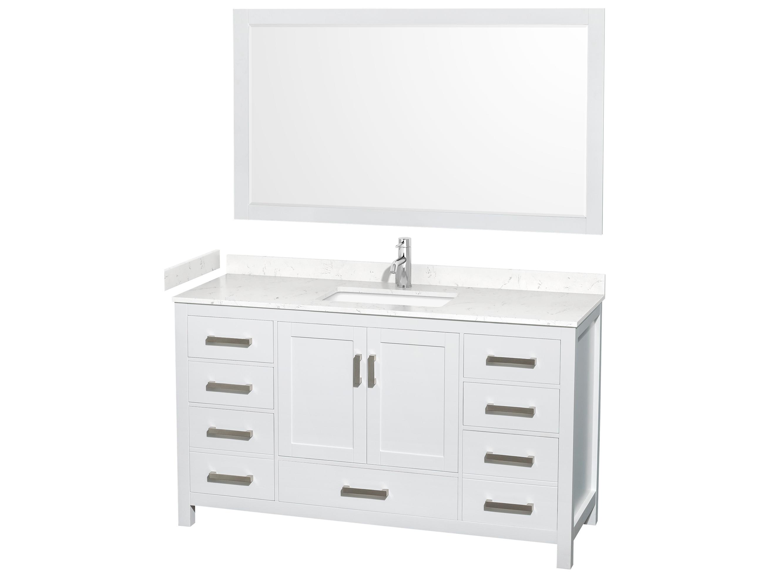 Wyndham Collection Sheffield 60" White Vanity with 58" Mirror