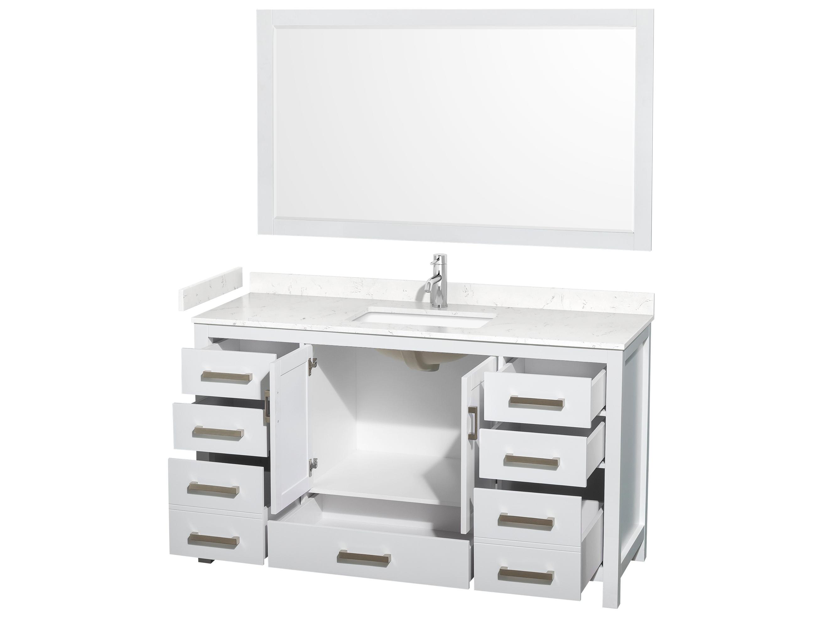 Wyndham Collection Sheffield 60" White Vanity with 58" Mirror