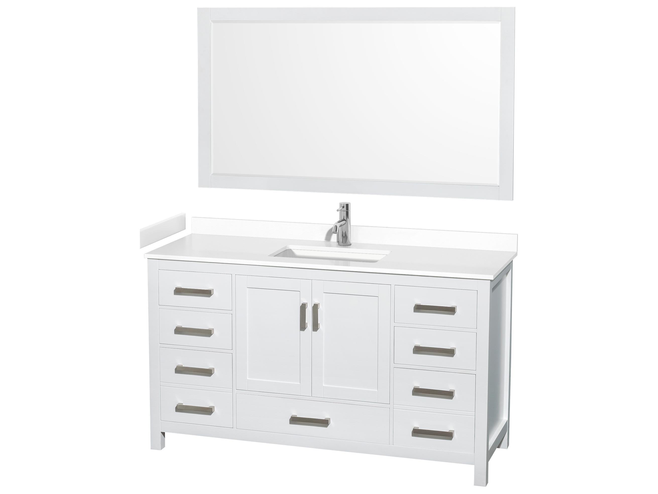 Wyndham Collection Sheffield 60" White Vanity with 58" Mirror
