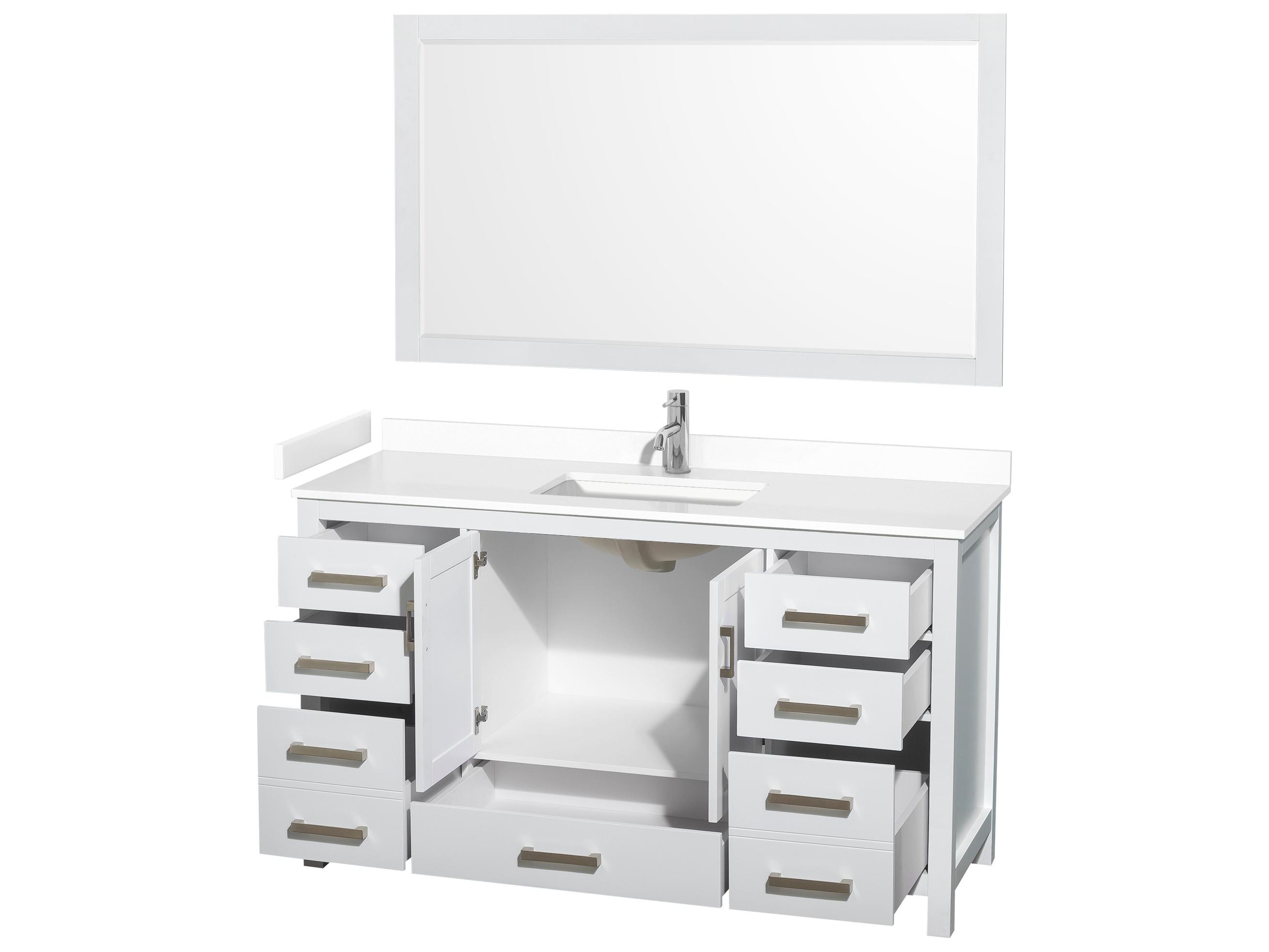 Wyndham Collection Sheffield 60" White Vanity with 58" Mirror