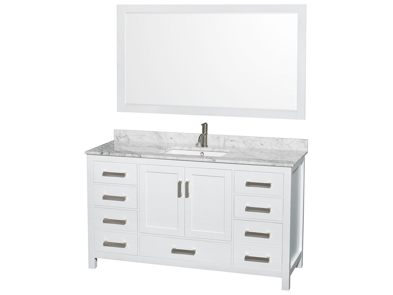 Wyndham Collection Sheffield 60" White Vanity with 58" Mirror