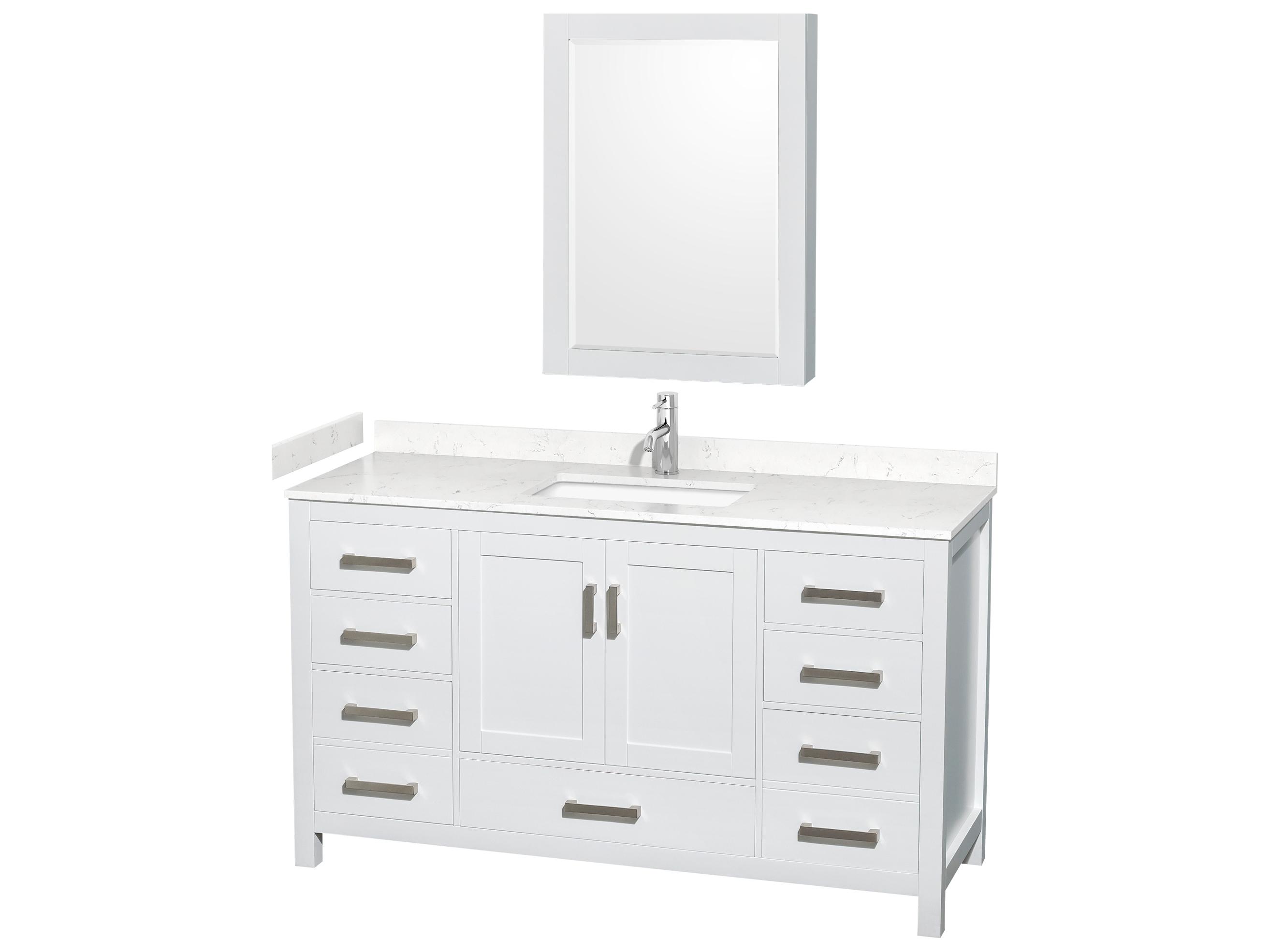 Wyndham Collection Sheffield 60" White Vanity with Medicine Cabinet