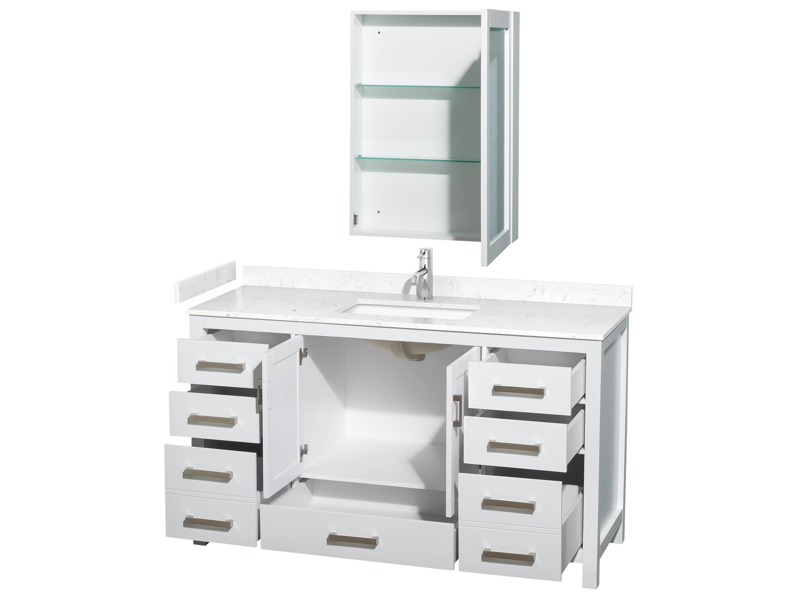 Wyndham Collection Sheffield 60" White Vanity with Medicine Cabinet
