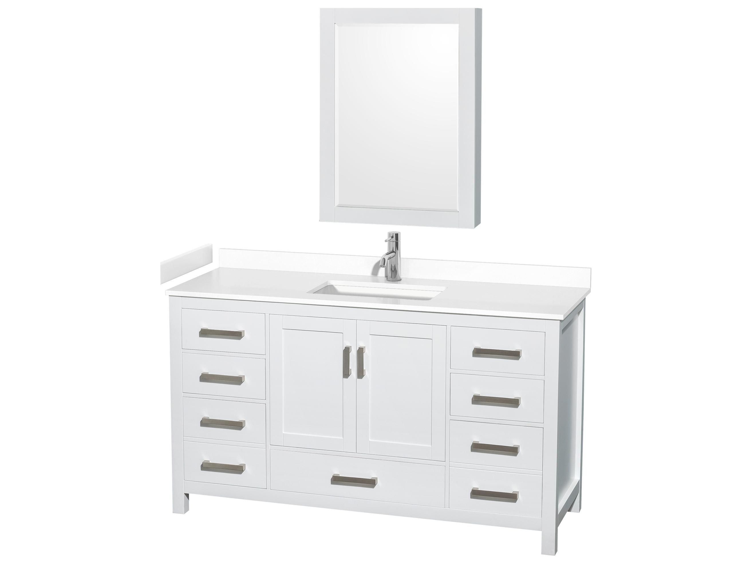 Wyndham Collection Sheffield 60" White Vanity with Medicine Cabinet
