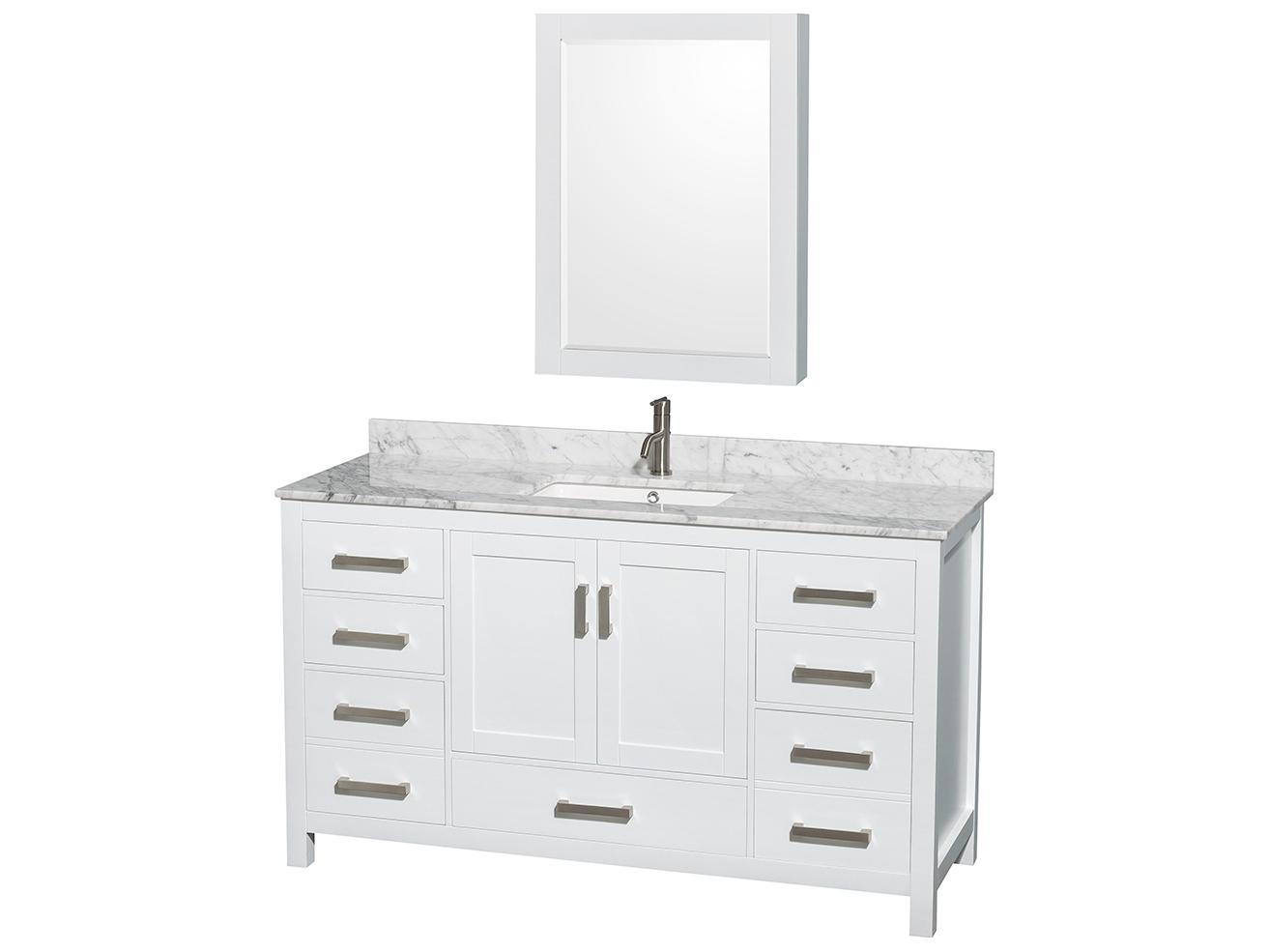 Wyndham Collection Sheffield 60" White Vanity with Medicine Cabinet