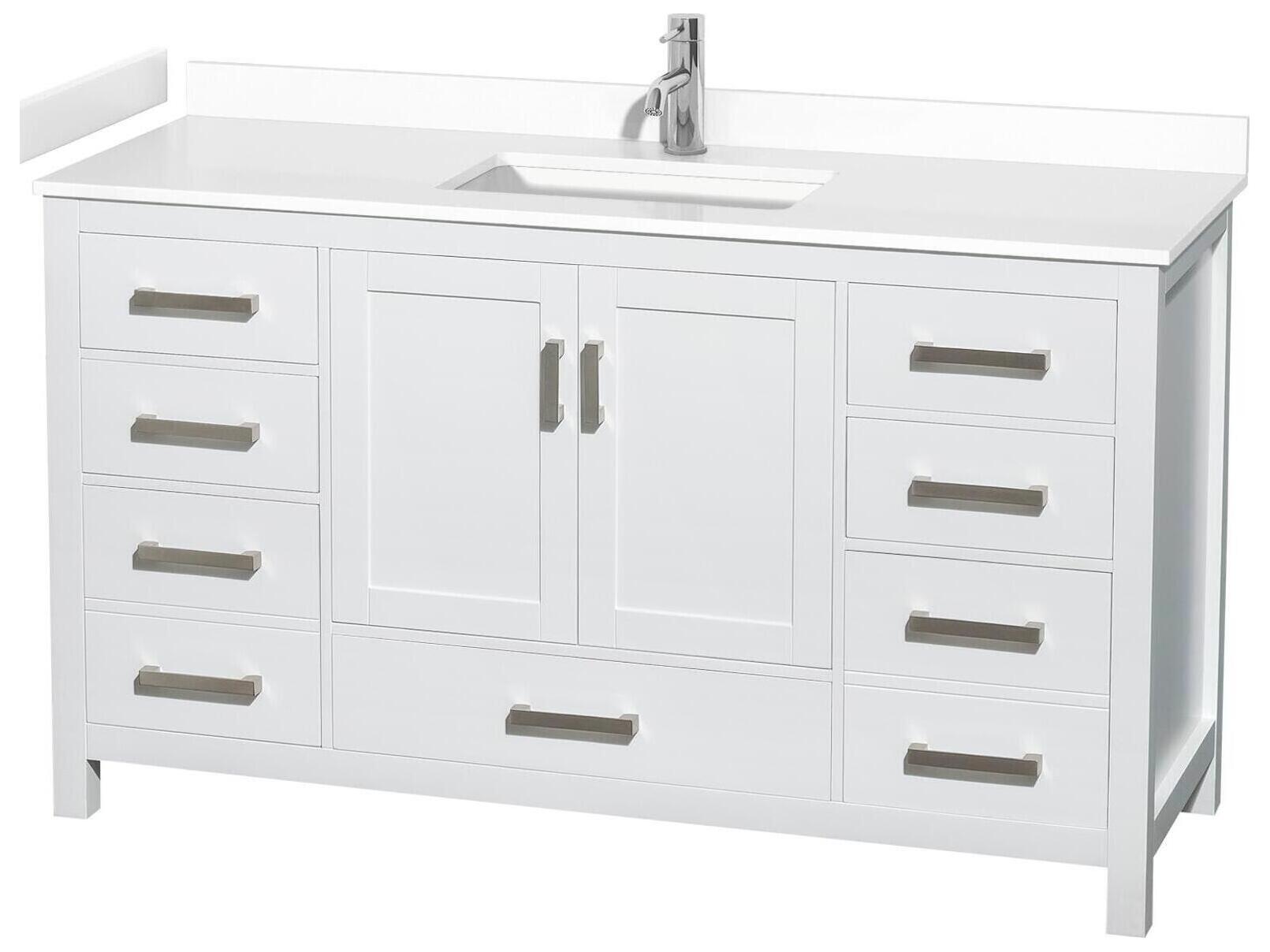 Wyndham Collection Sheffield 60" White Vanity