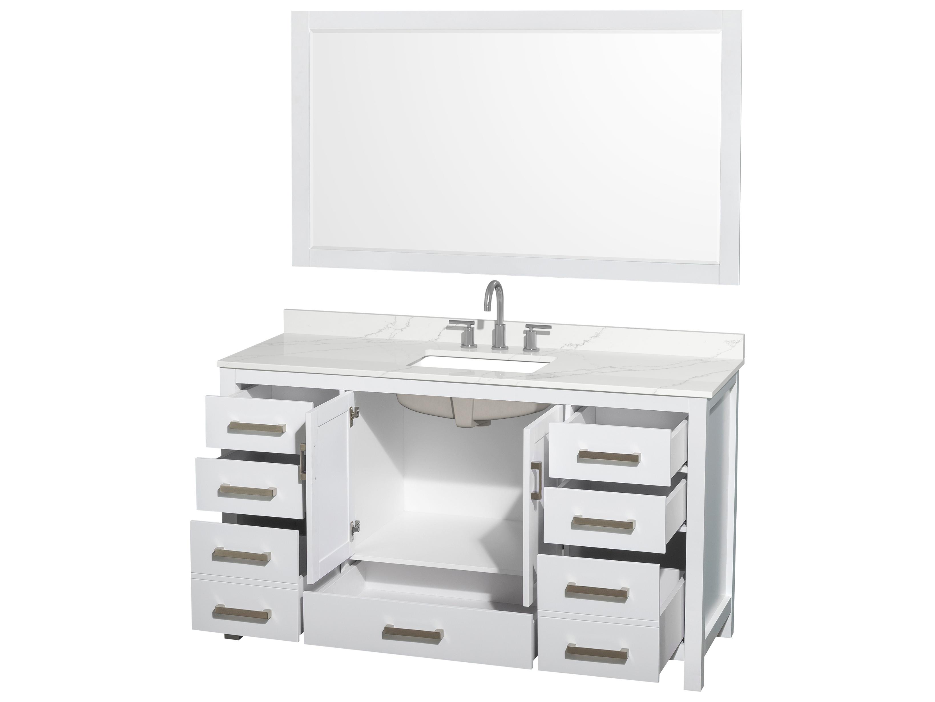 Wyndham Collection Sheffield 60" White Vanity with 58" Mirror