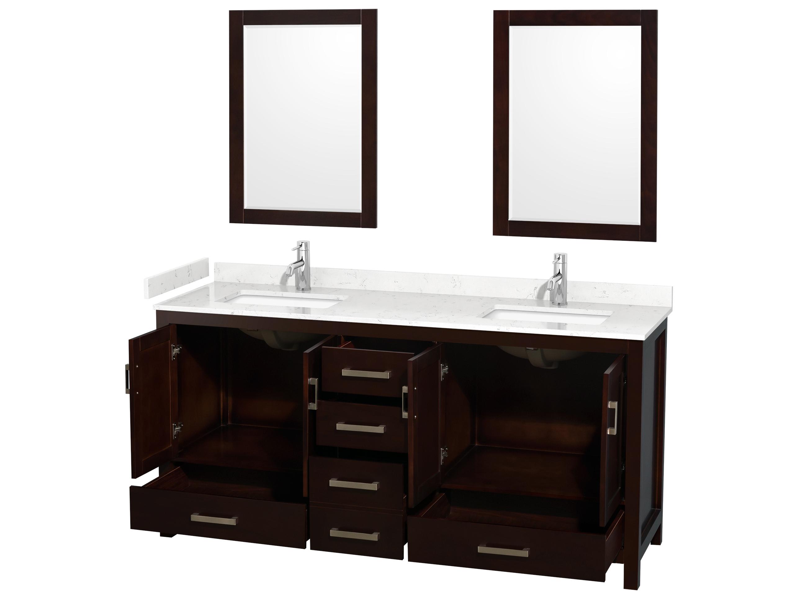 Wyndham Collection Sheffield 72" Espresso Vanity with 24" Mirror