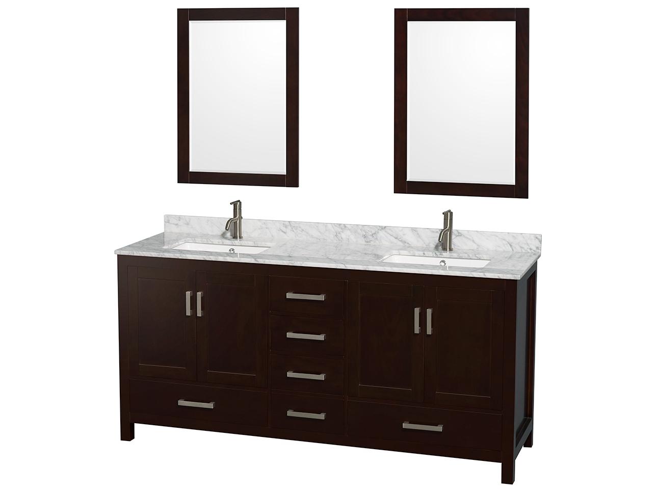 Wyndham Collection Sheffield 72" Espresso Vanity with 24" Mirror