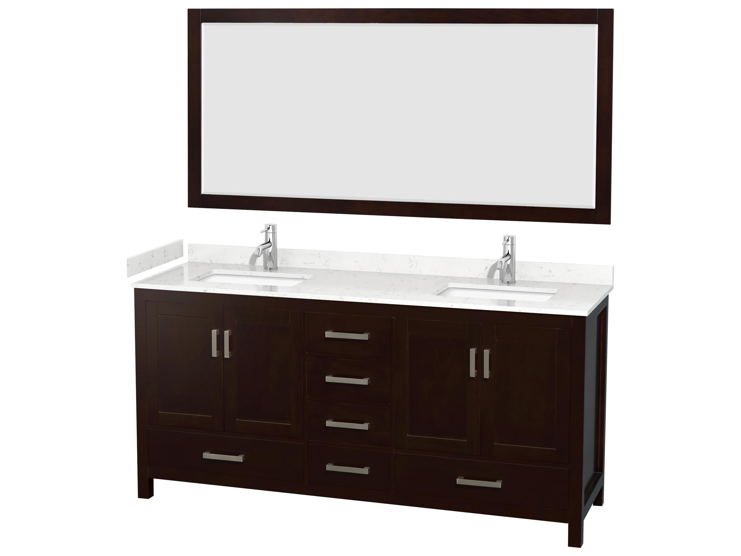 Wyndham Collection Sheffield 72" Espresso Vanity with 70" Mirror