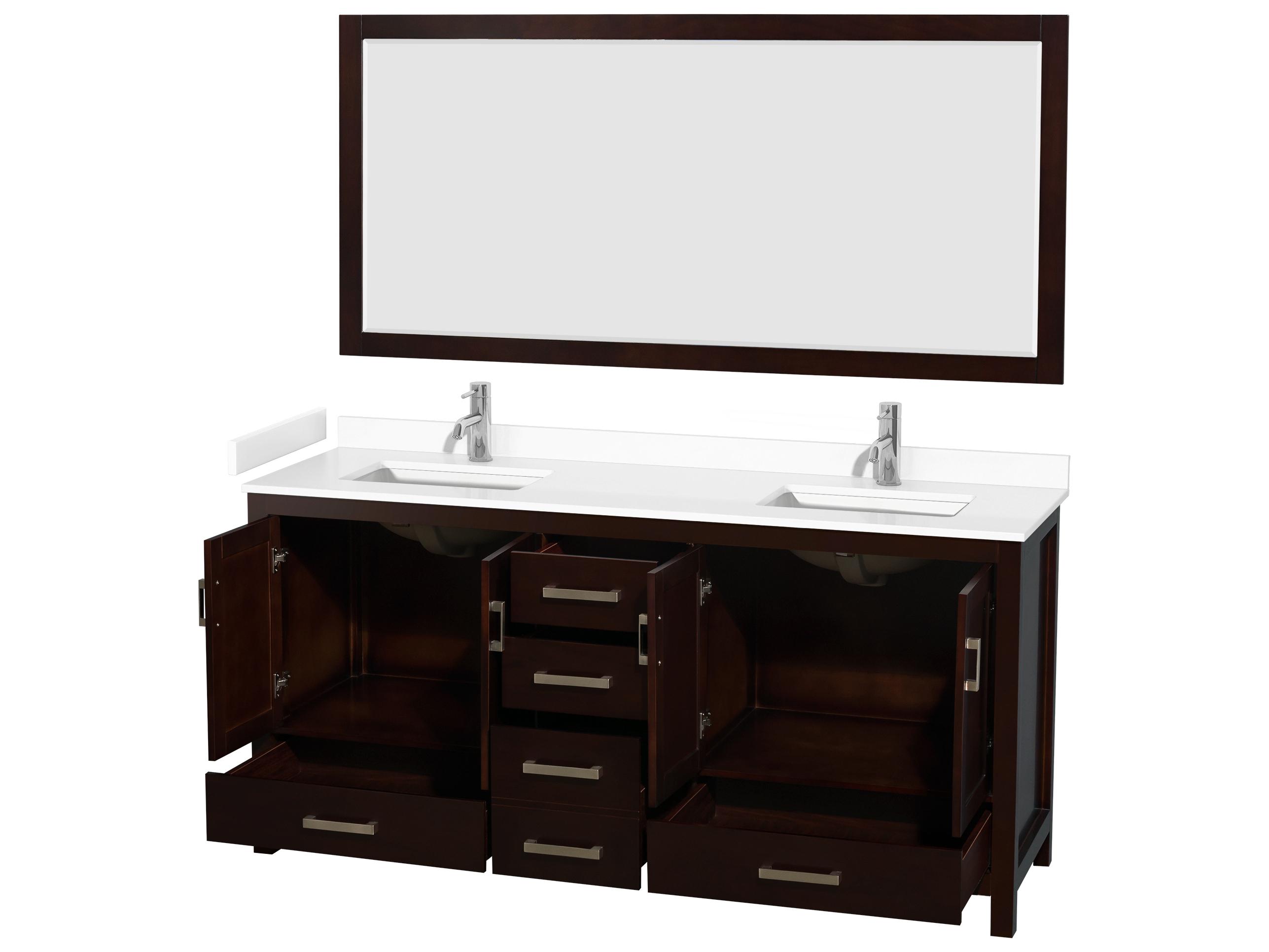 Wyndham Collection Sheffield 72" Espresso Vanity with 70" Mirror